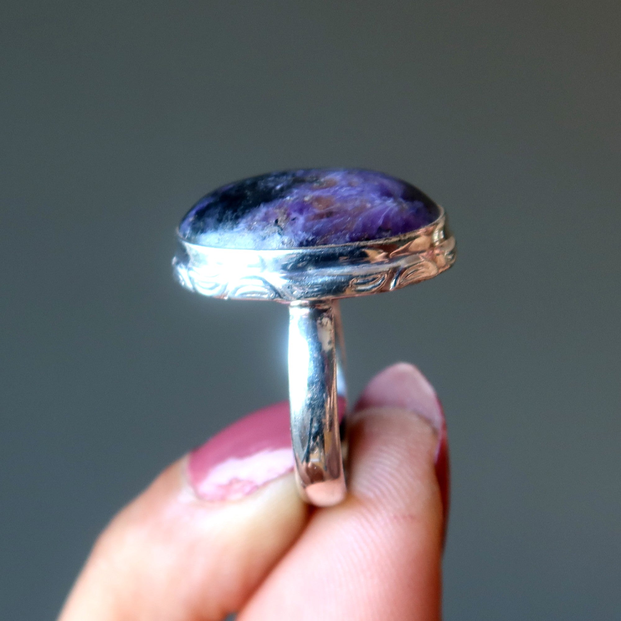 Charoite Ring Paradise Sterling Silver Size 7.75