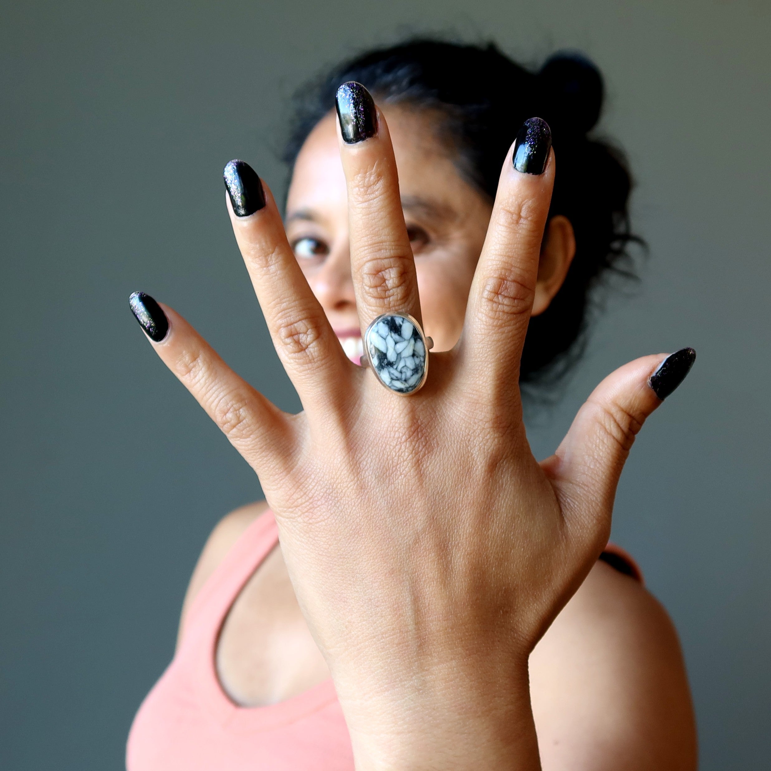 Bague en Argent Sterling Chrysanthemum Stone Taille 7.5
