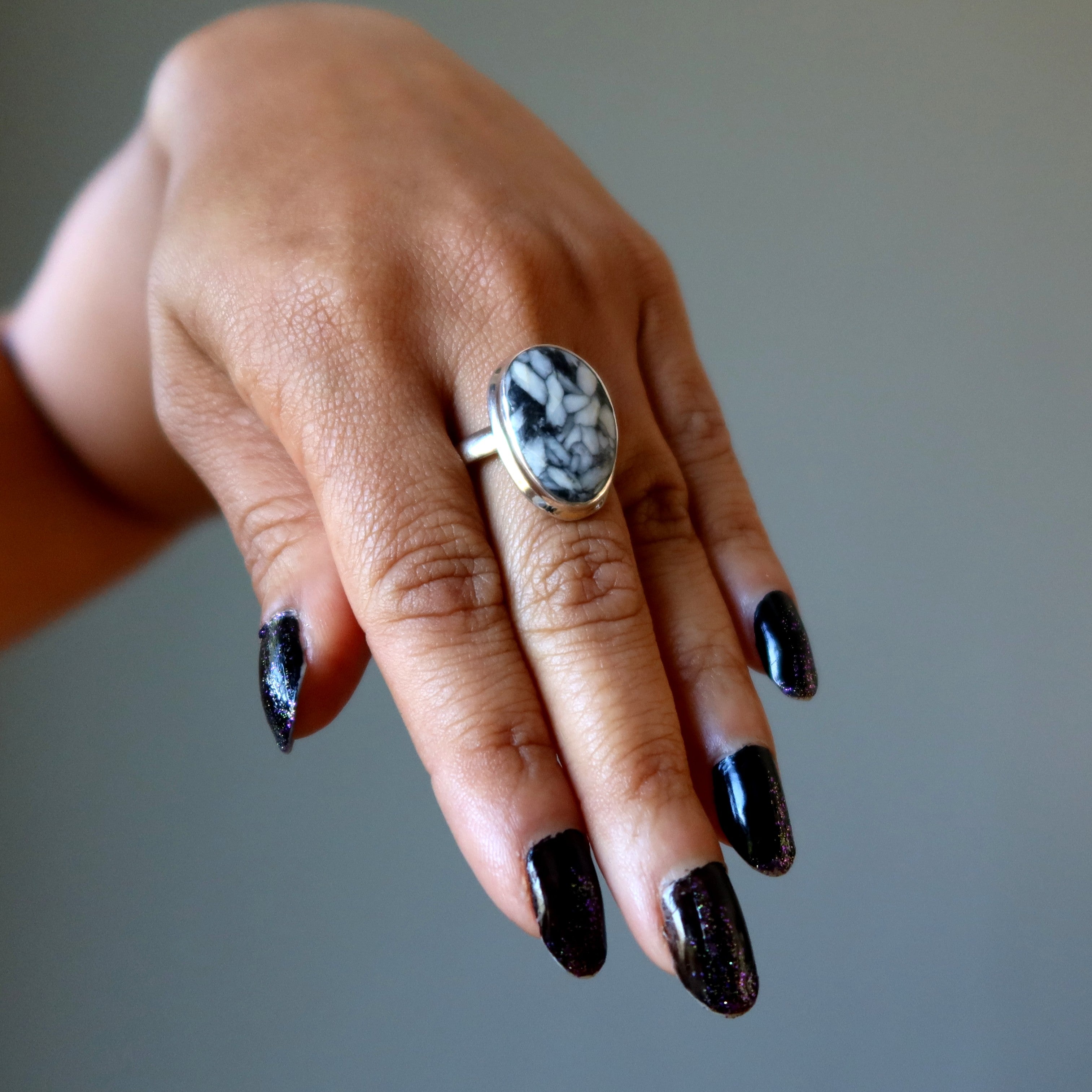 Bague en Argent Sterling Chrysanthemum Stone Taille 7.5