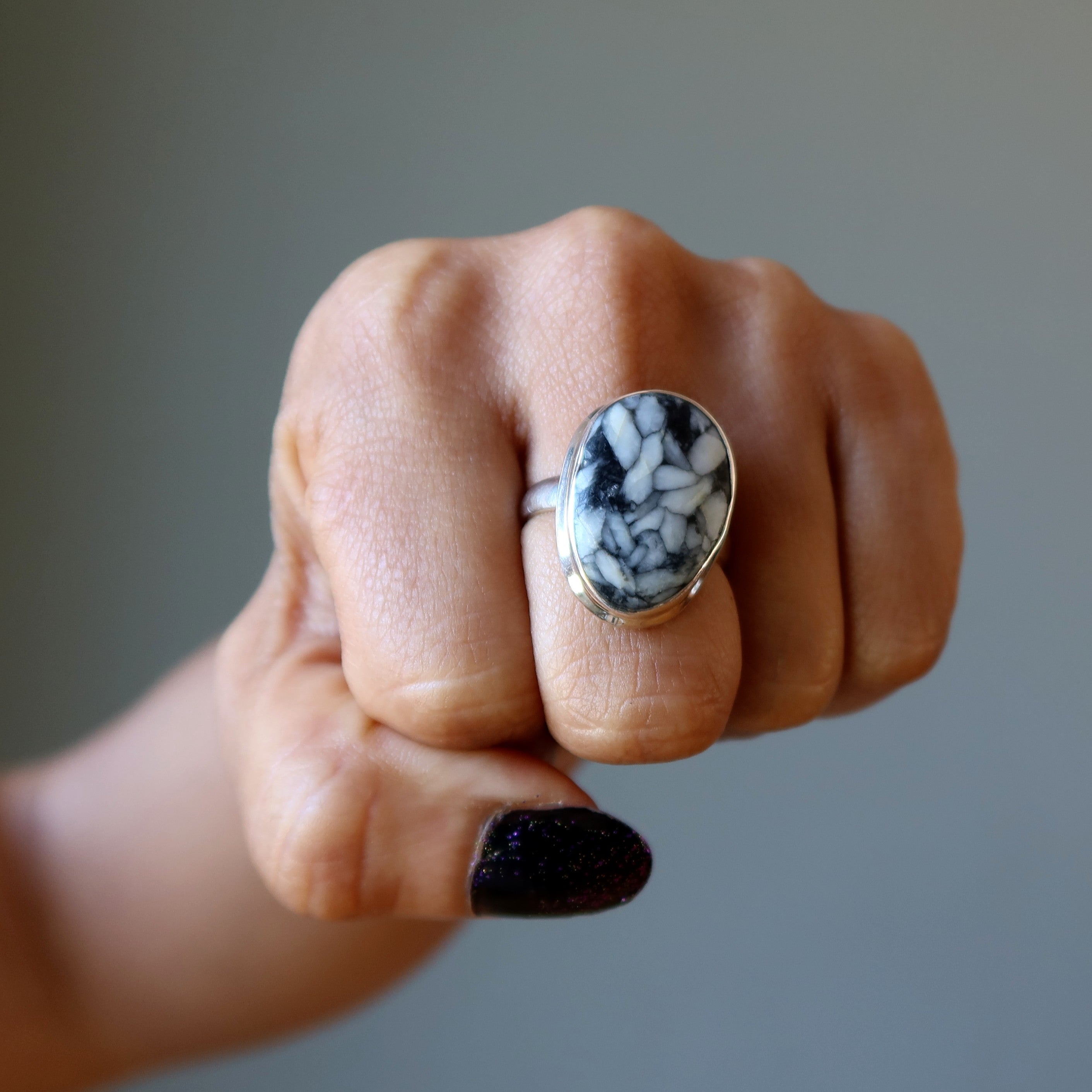 Bague en Argent Sterling Chrysanthemum Stone Taille 7.5