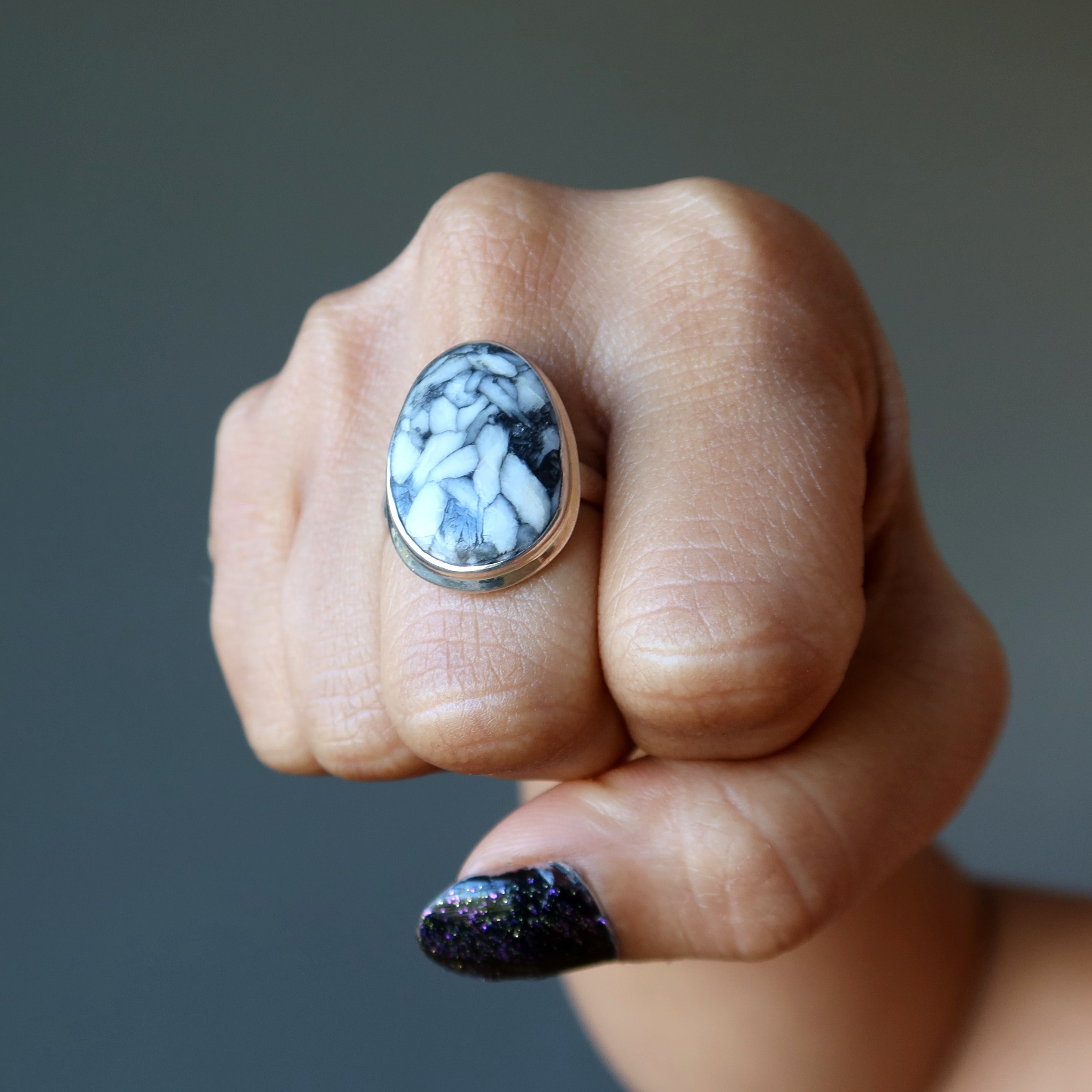 Bague en Argent Sterling Chrysanthemum Stone Taille 7.5