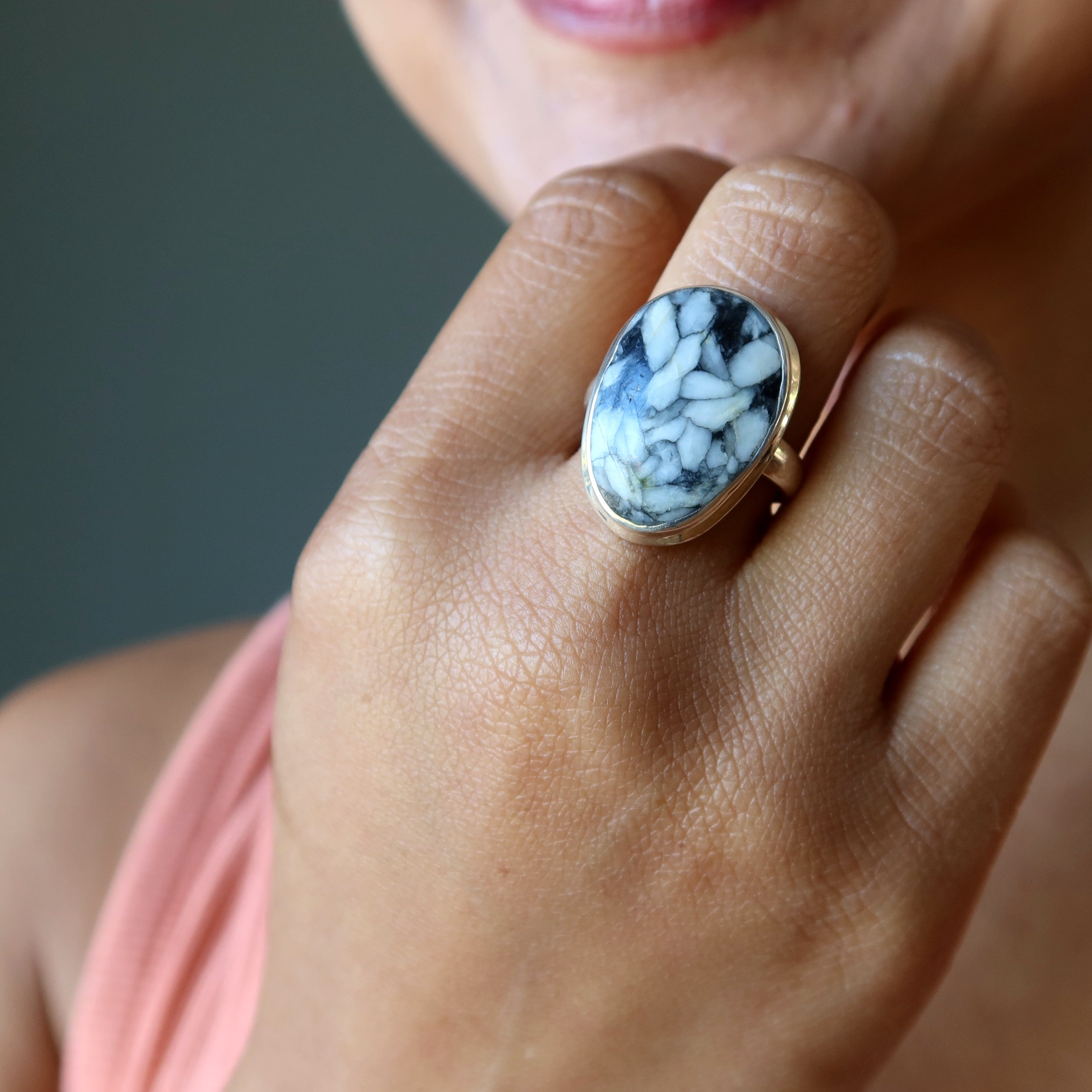 Bague en Argent Sterling Chrysanthemum Stone Taille 7.5