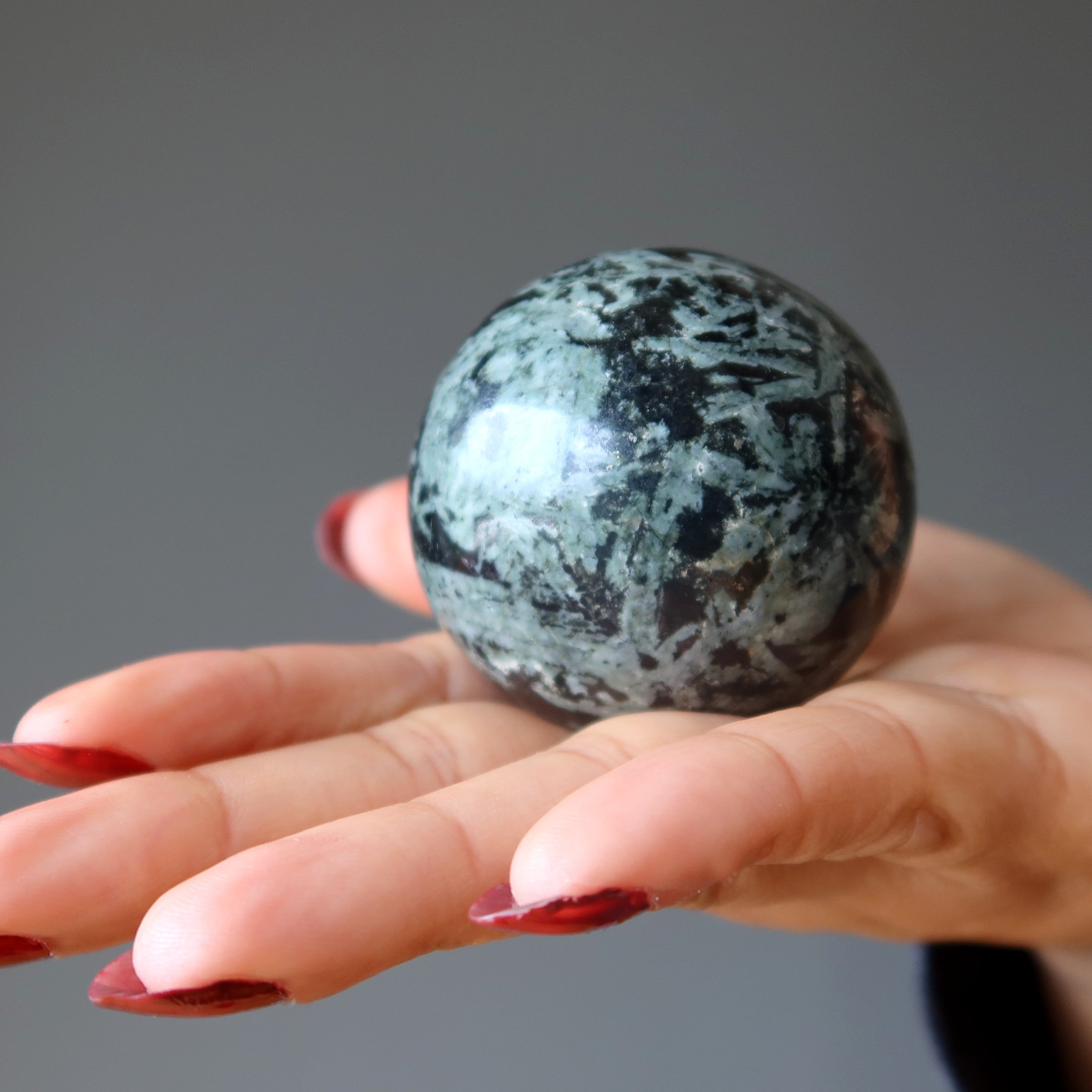 Green Tourmaline Sphere Negativity Barricade Black Crystal Ball