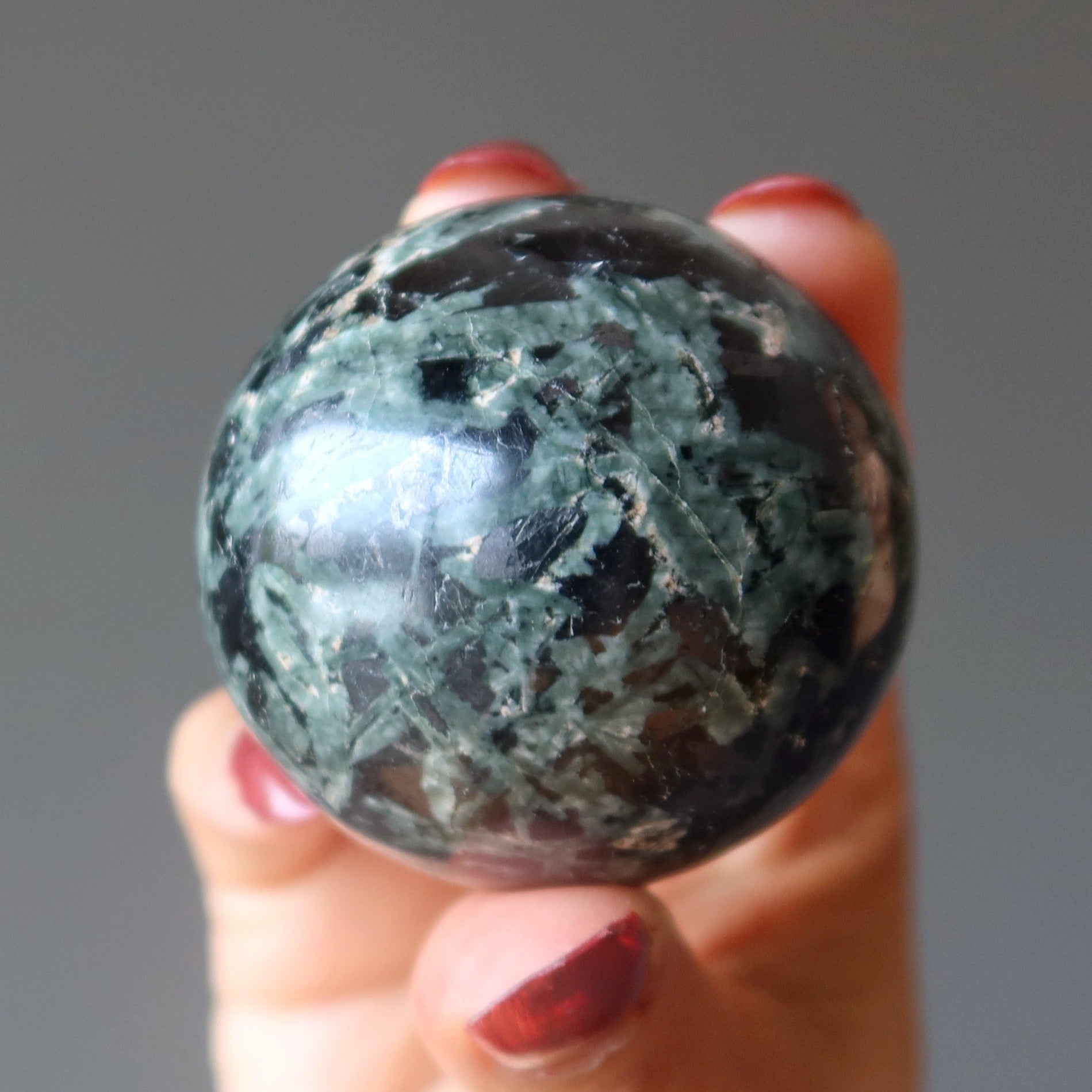 Green Tourmaline Sphere Negativity Barricade Black Crystal Ball