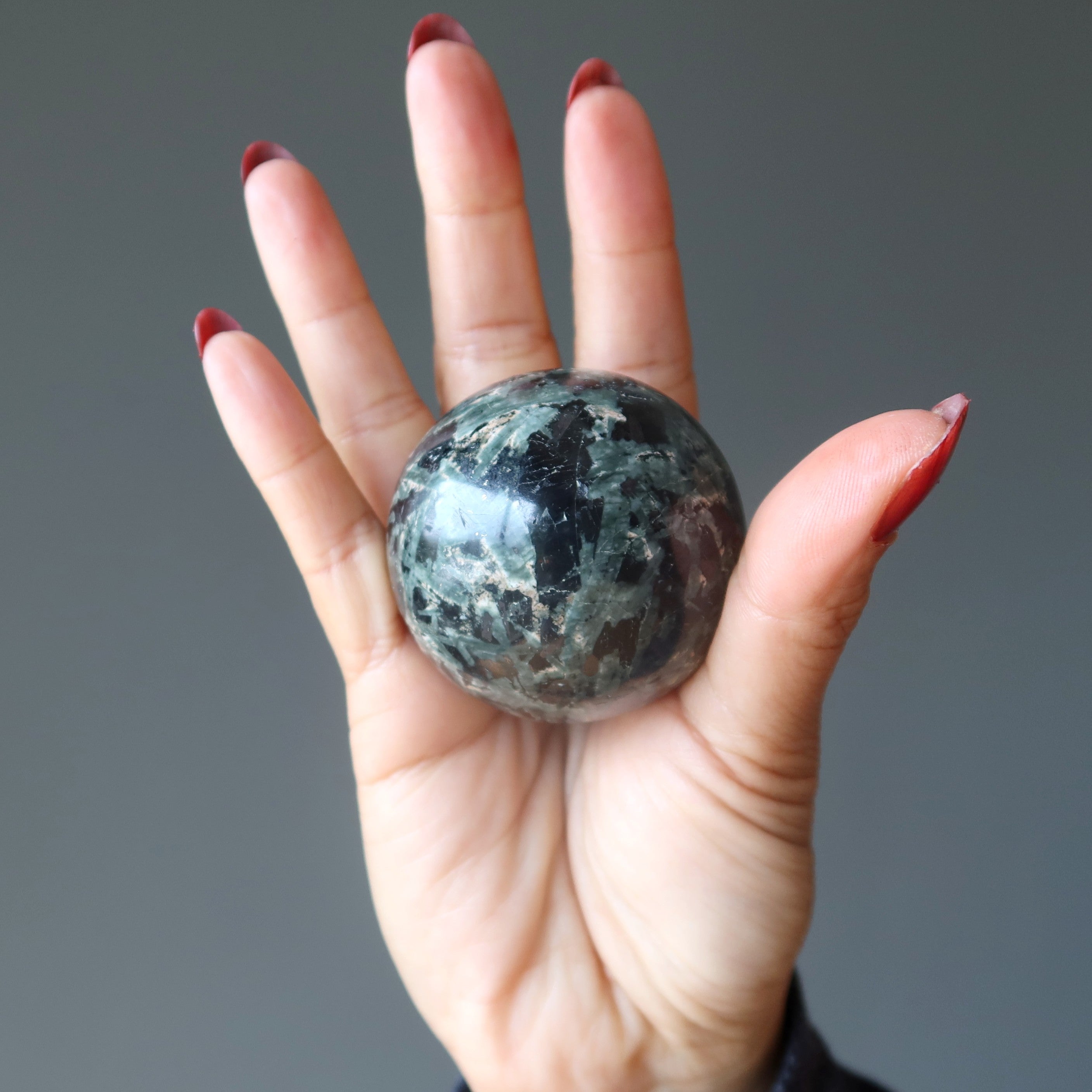 Green Tourmaline Sphere Negativity Barricade Black Crystal Ball