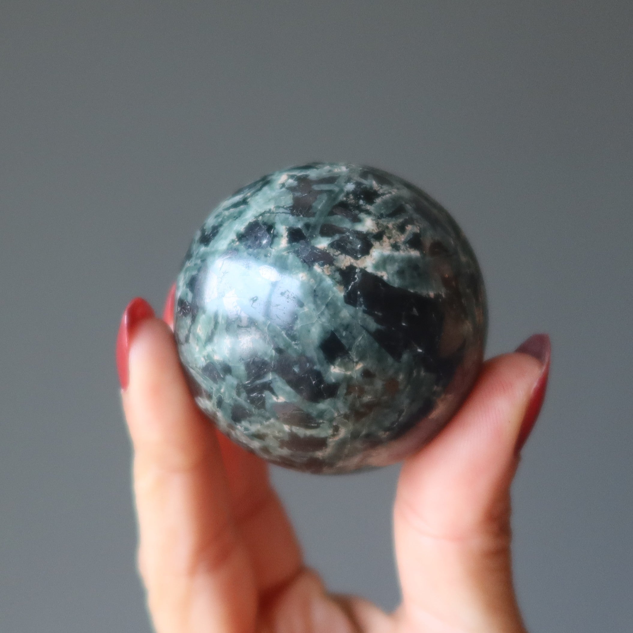 Green Tourmaline Sphere Negativity Barricade Black Crystal Ball