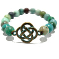 Bracelet chrysocolle avec perles de cuprite et croix celtique