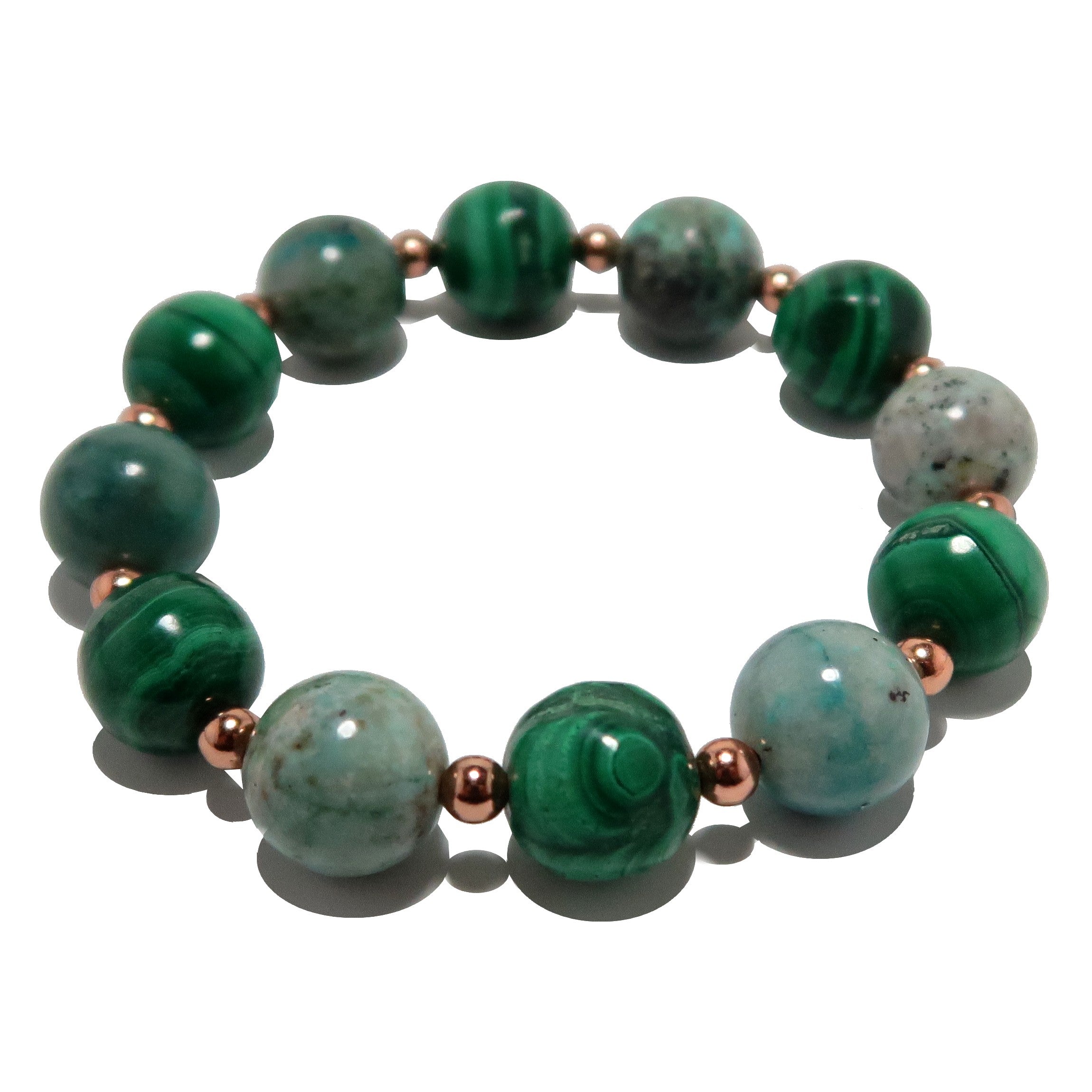Chrysokoll Armband & Malachit Edelsteinperlen Kupfer-Creator