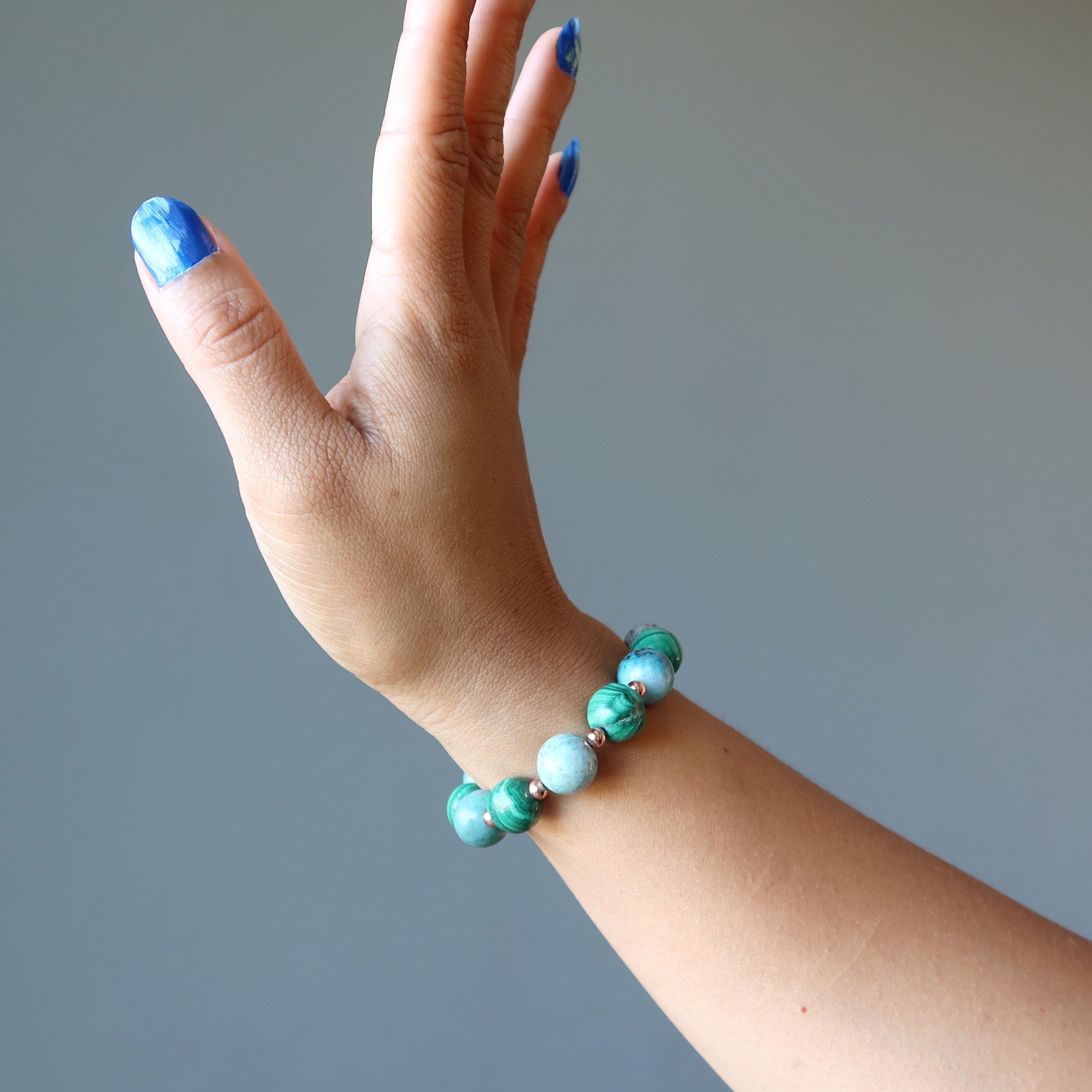 Chrysokoll Armband & Malachit Edelsteinperlen Kupfer-Creator