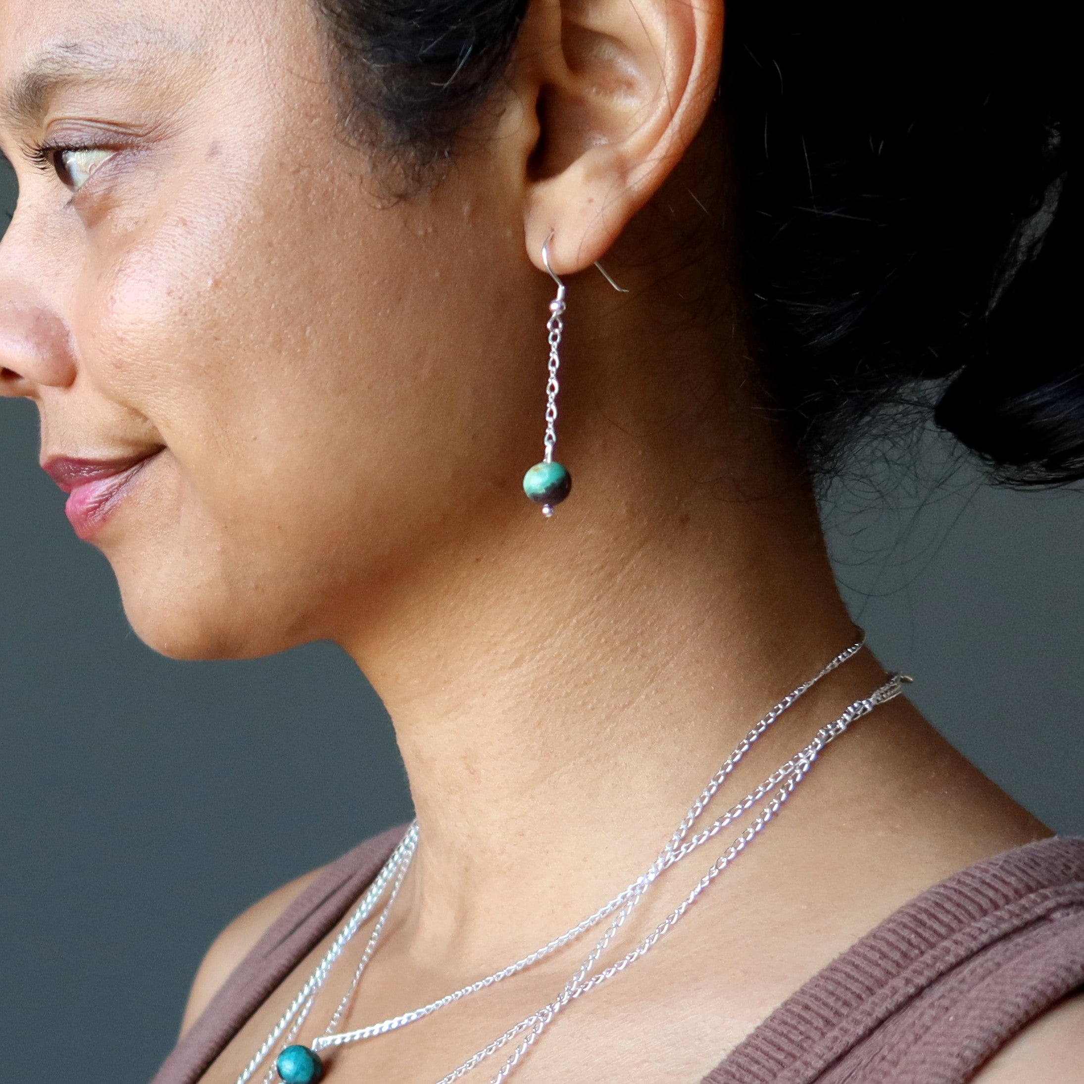 Chrysocolla Earrings Earth Awareness Gem Sterling Silver