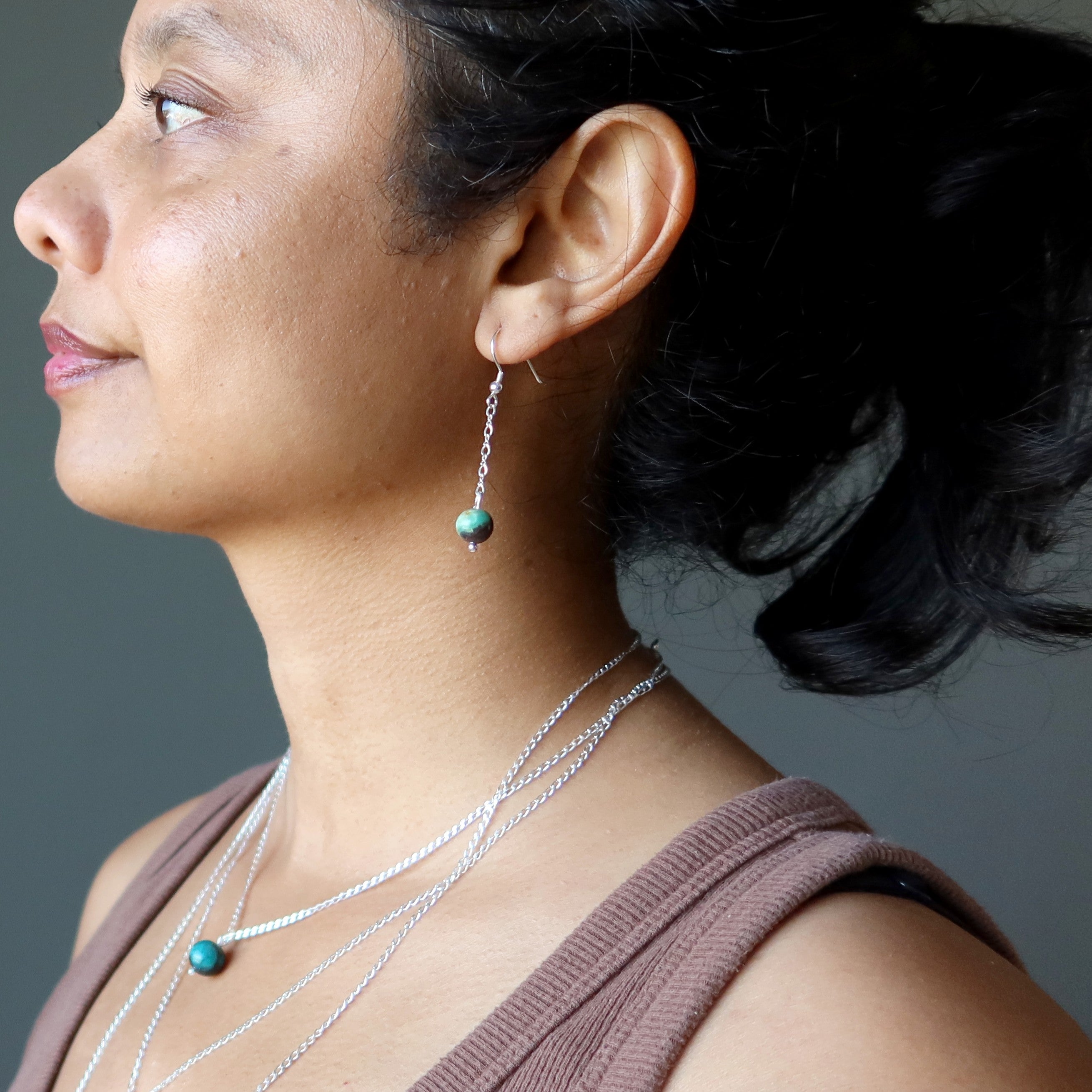 Chrysocolla Earrings Earth Awareness Gem Sterling Silver
