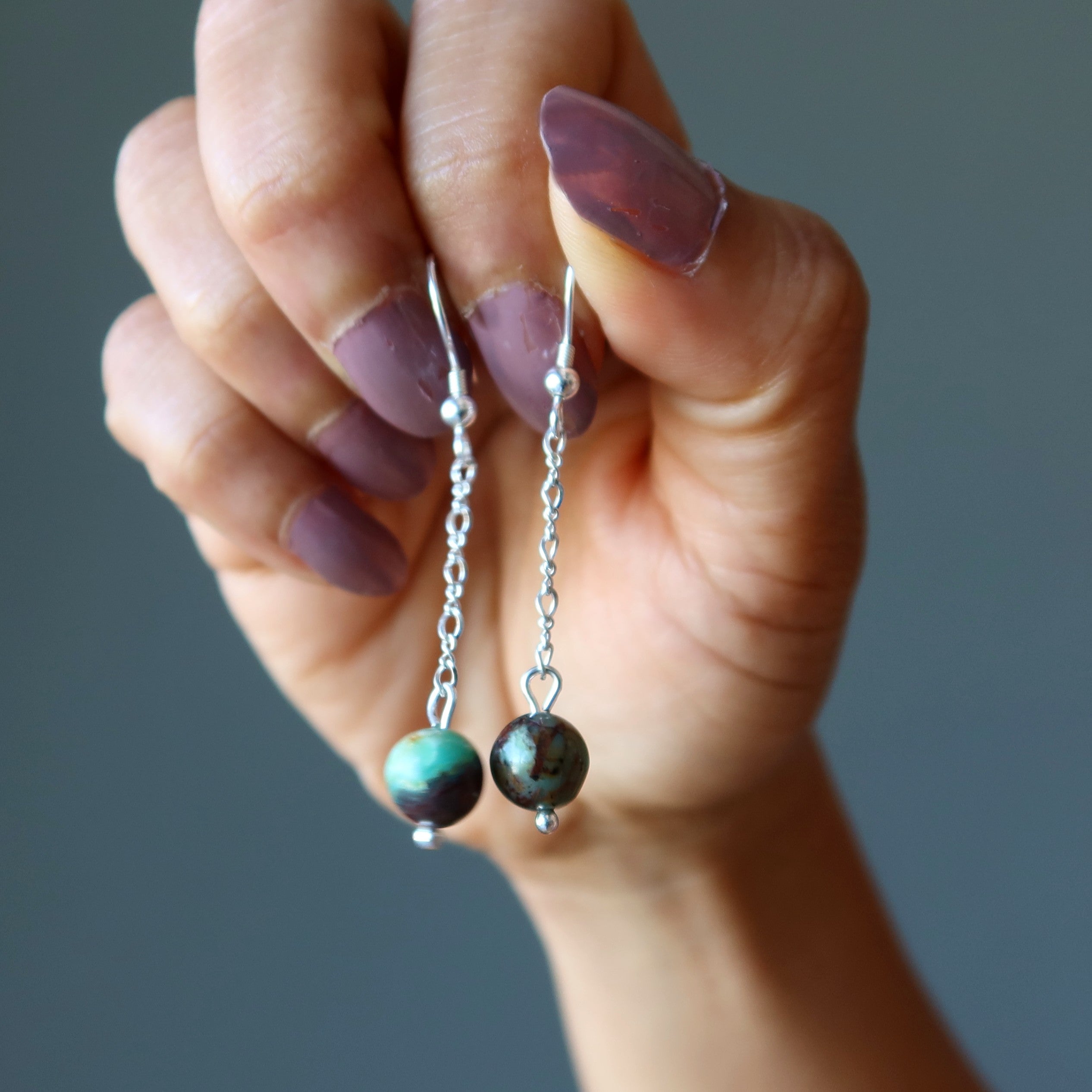 Chrysocolla Earrings Earth Awareness Gem Sterling Silver