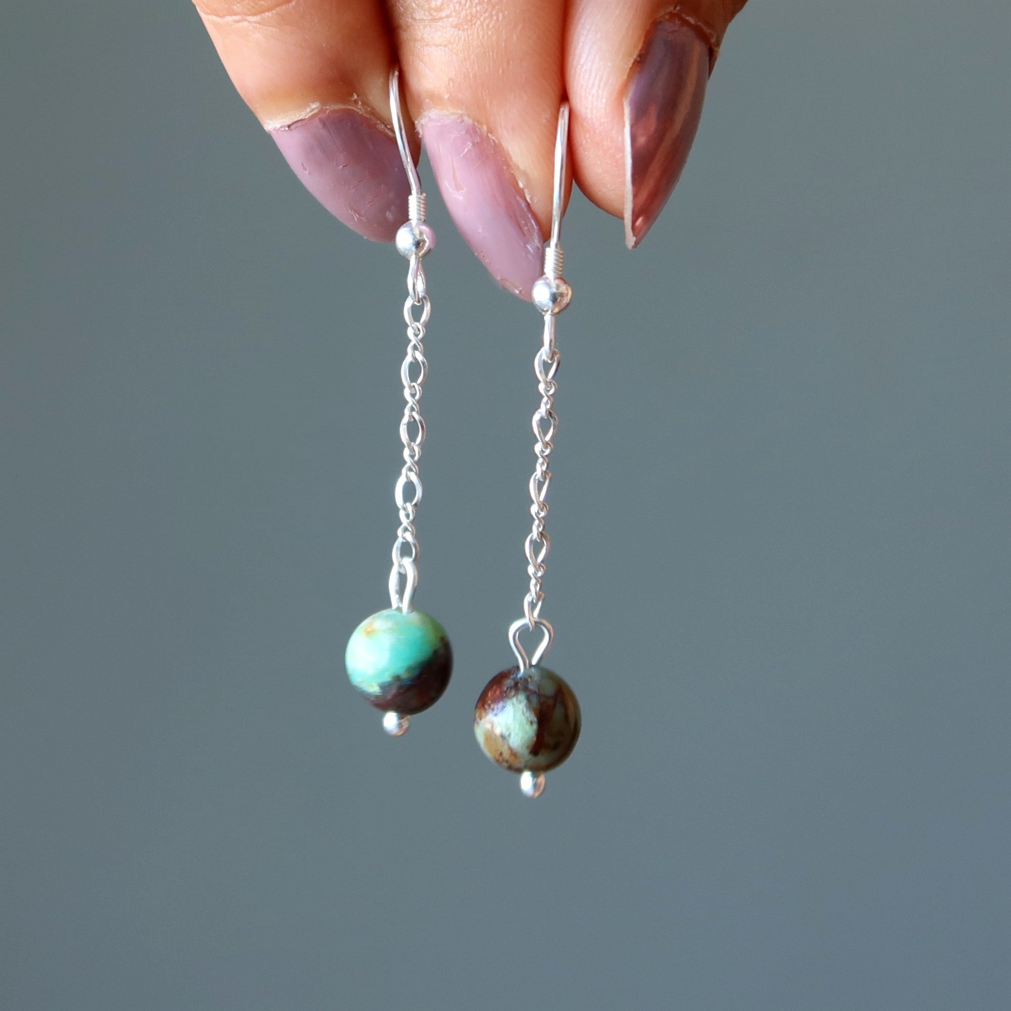 Chrysocolla Earrings Earth Awareness Gem Sterling Silver