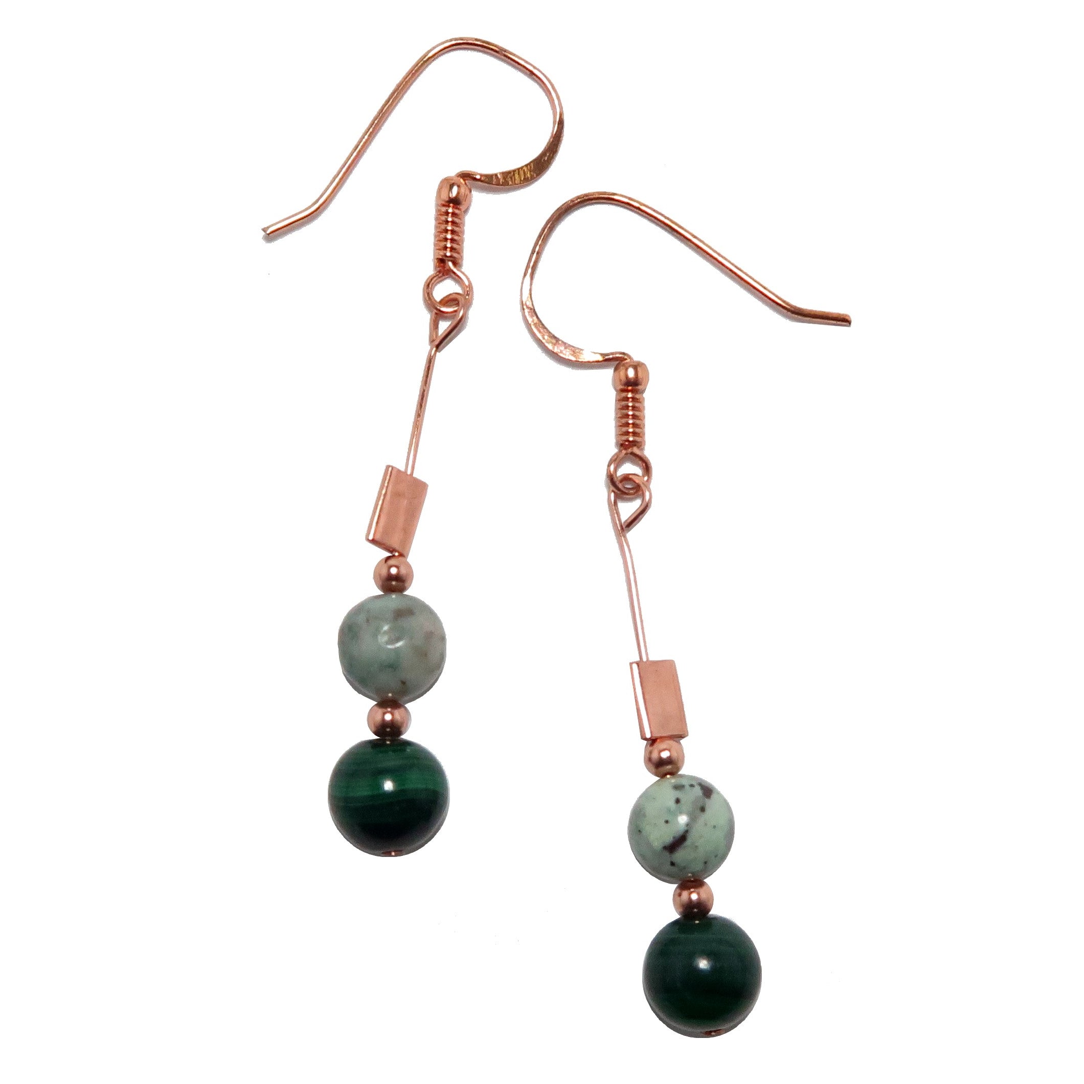 Chrysocolla Earrings Malachite Copper Goddess