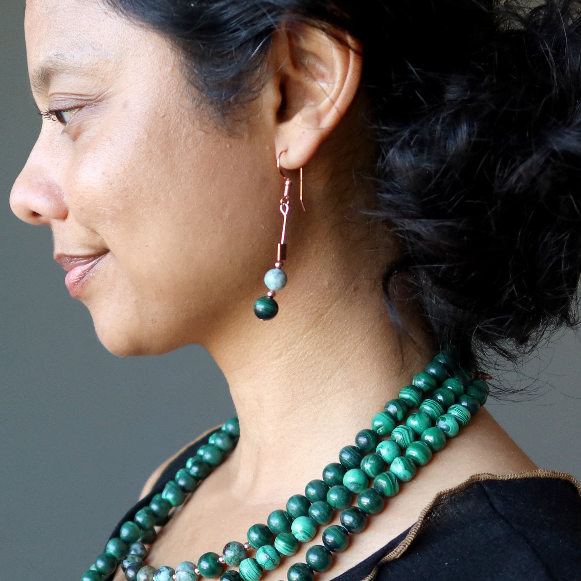 Chrysocolla Earrings Malachite Copper Goddess