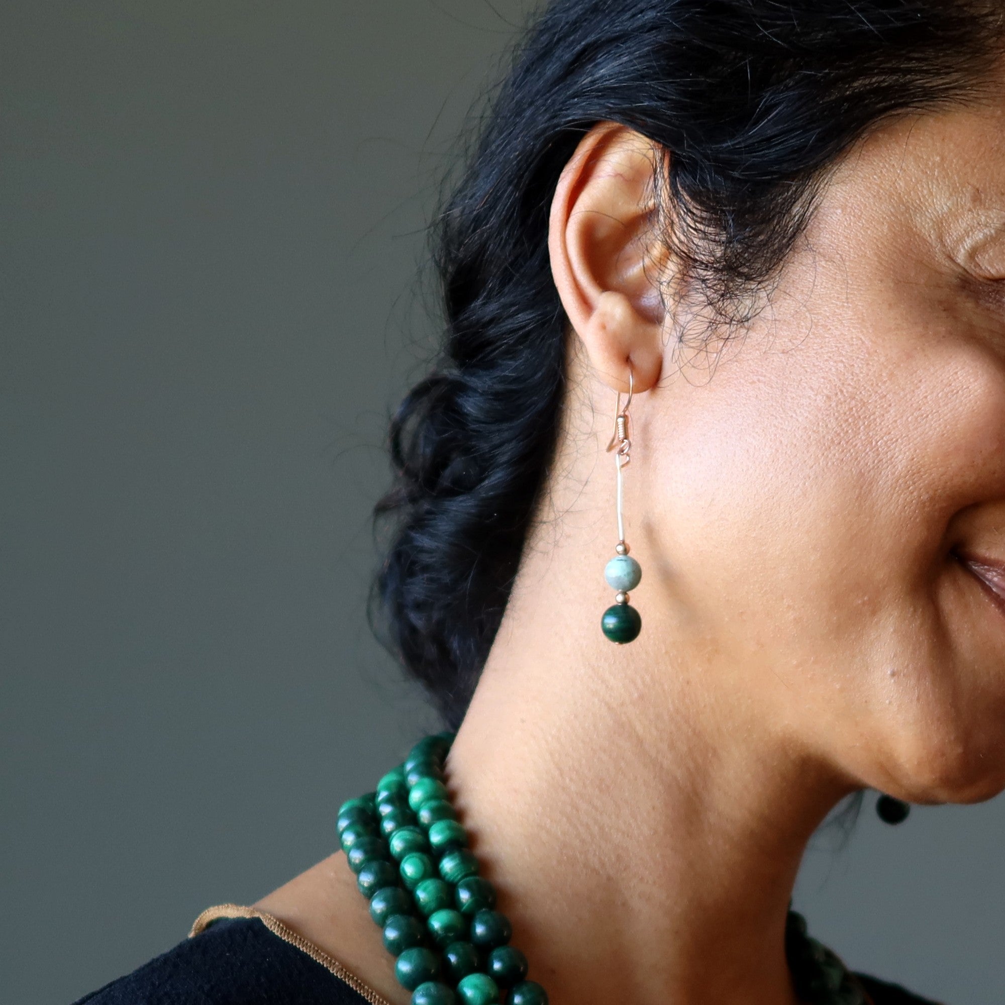 Chrysocolla Earrings Malachite Copper Goddess