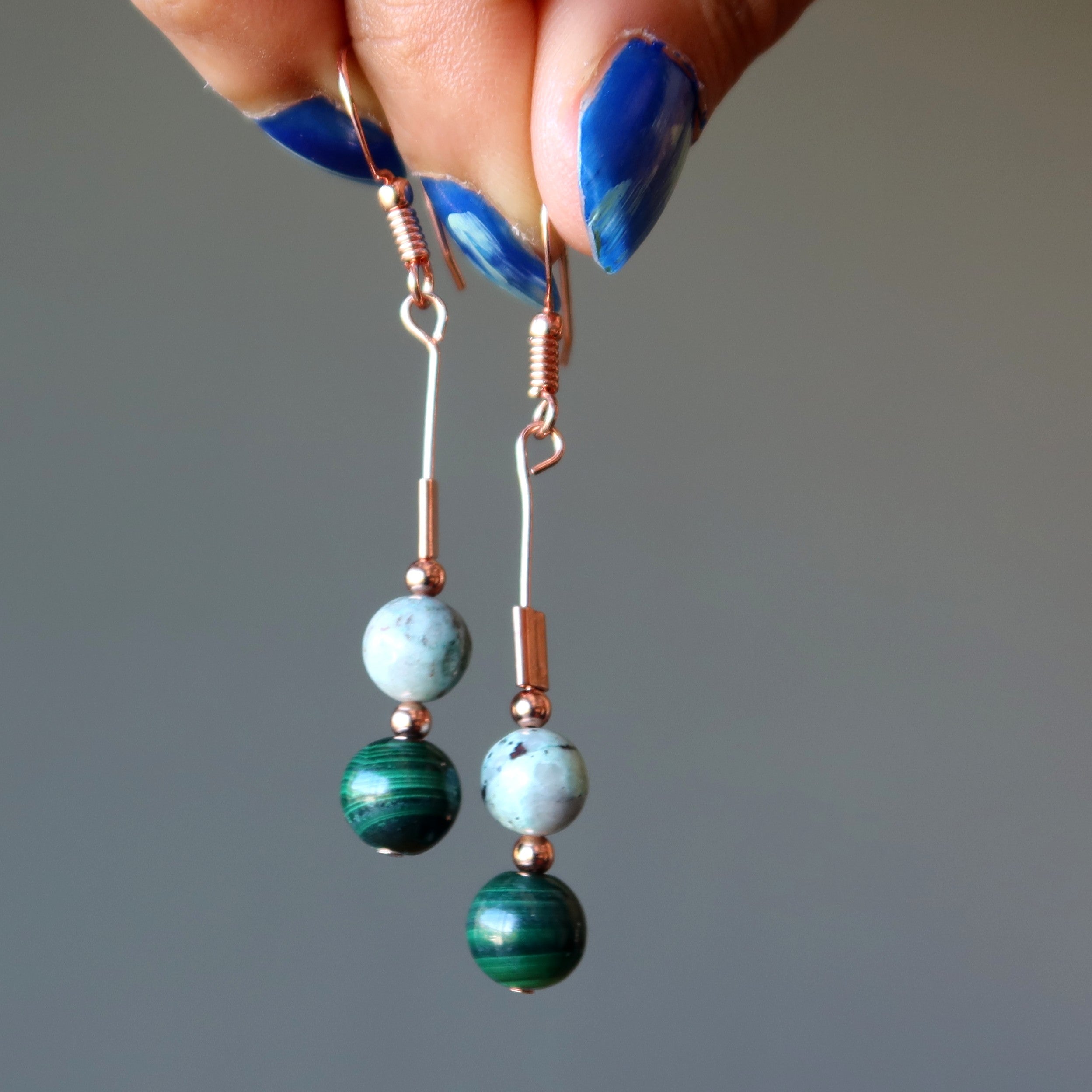 Chrysocolla Earrings Malachite Copper Goddess