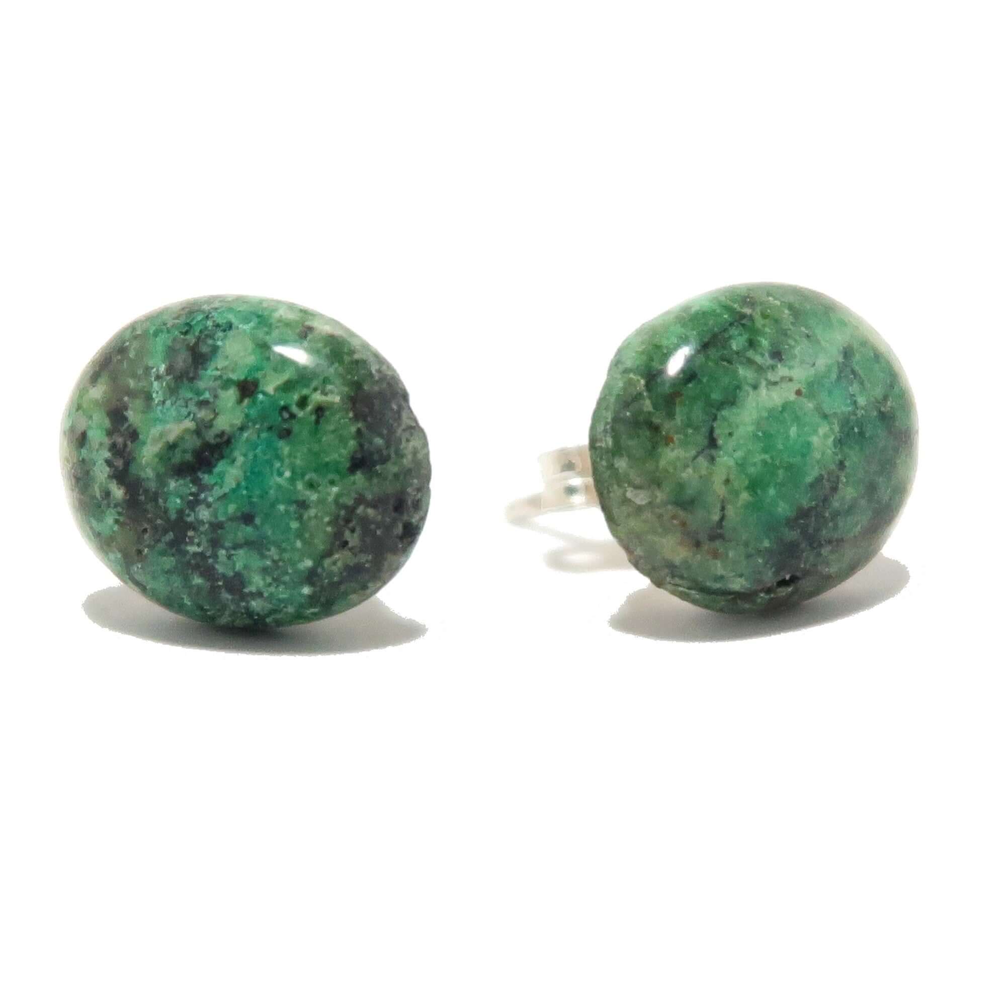 Chrysocolla Earrings Communication Stud Sterling Silver