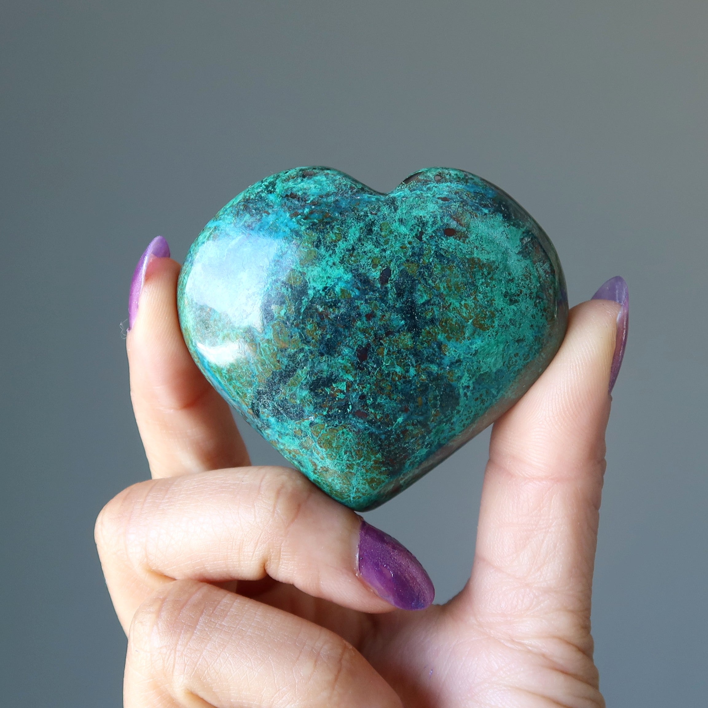 Cœur en Chrysocolle Oublie-moi Pas Bleu Vert Cristal