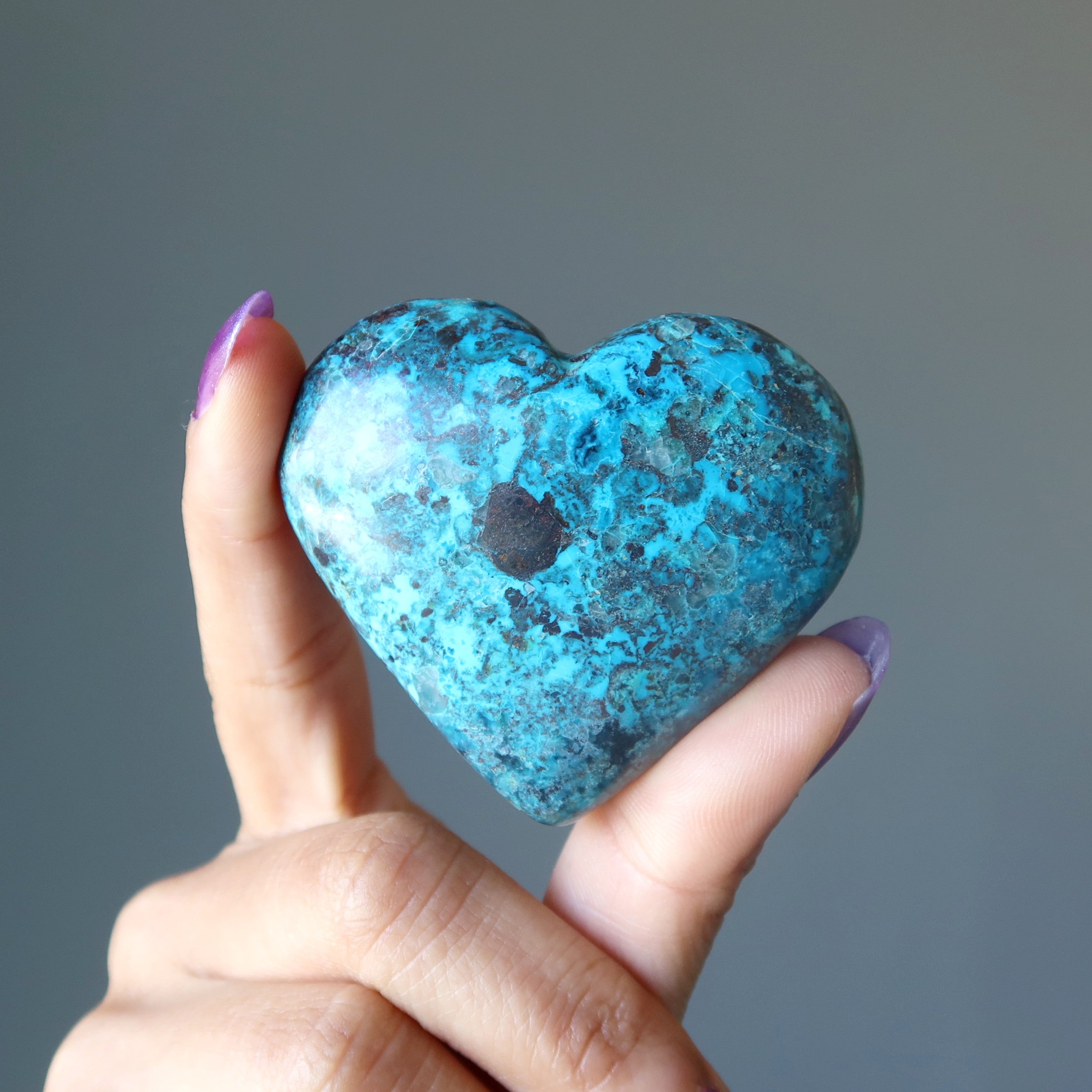 Cœur en Chrysocolle Oublie-moi Pas Bleu Vert Cristal