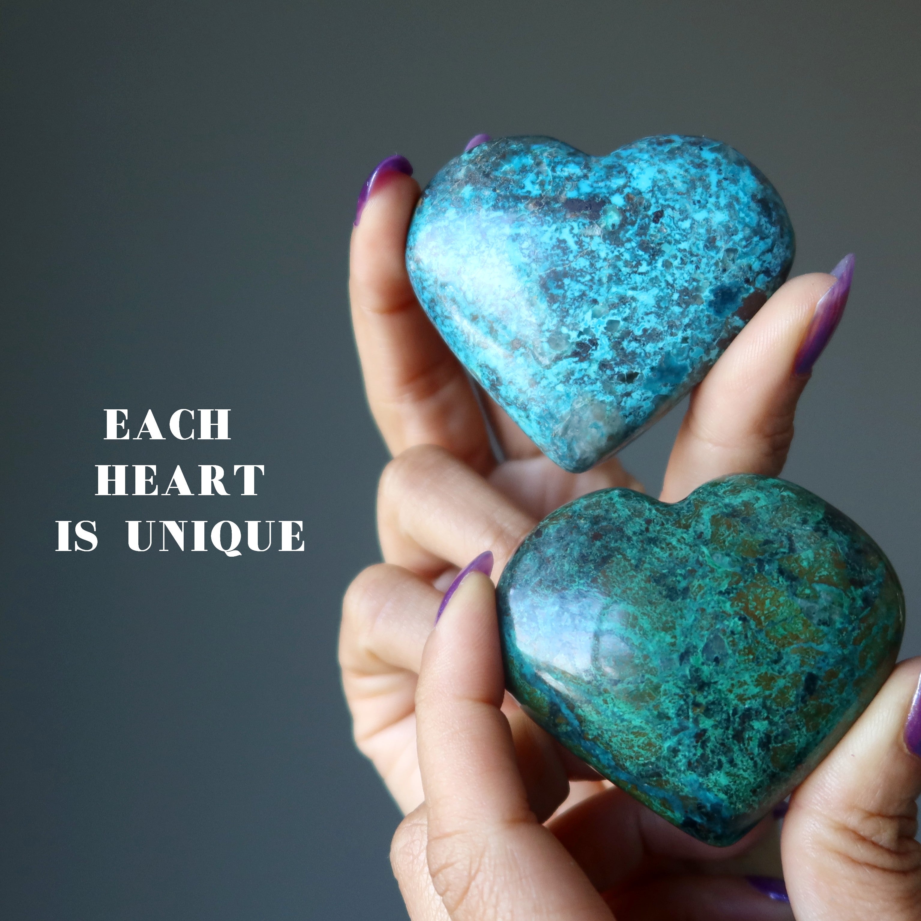Cœur en Chrysocolle Oublie-moi Pas Bleu Vert Cristal