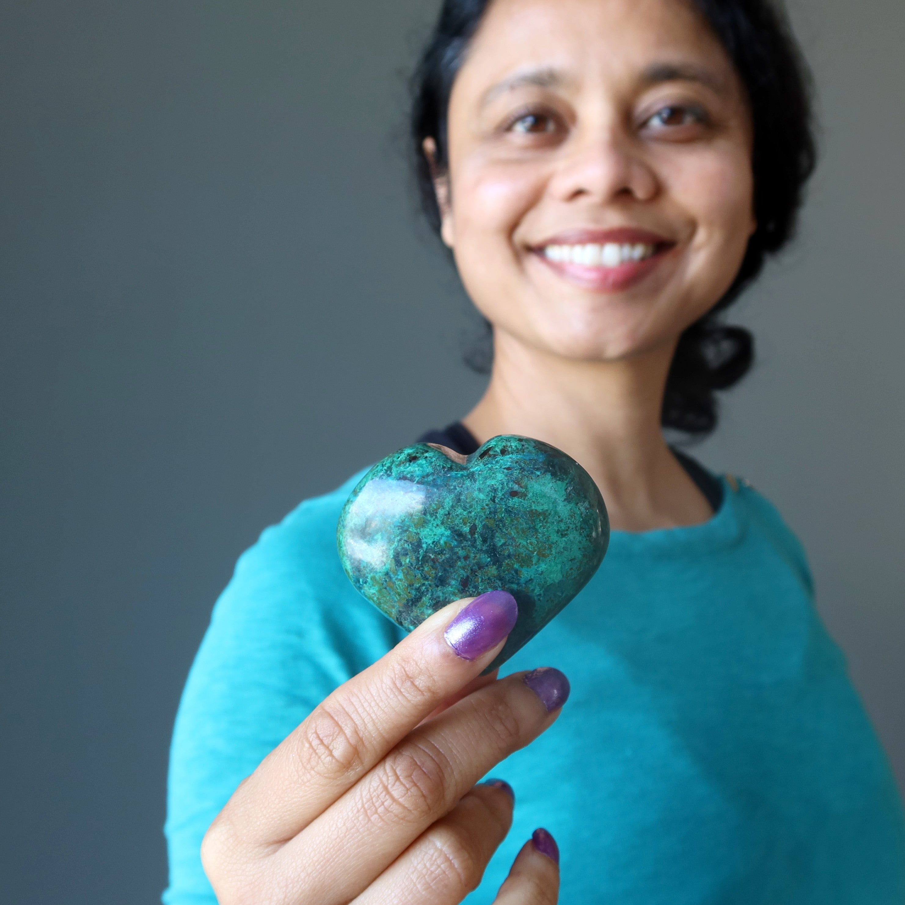 Cœur en Chrysocolle Oublie-moi Pas Bleu Vert Cristal