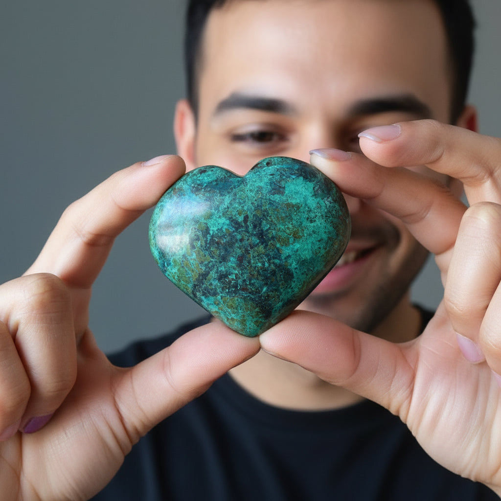 Cœur en Chrysocolle Oublie-moi Pas Bleu Vert Cristal