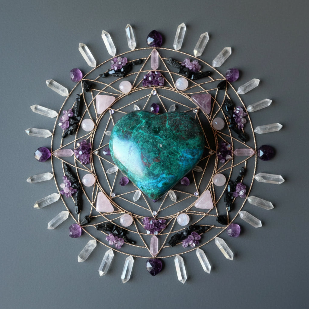 Cœur en Chrysocolle Oublie-moi Pas Bleu Vert Cristal