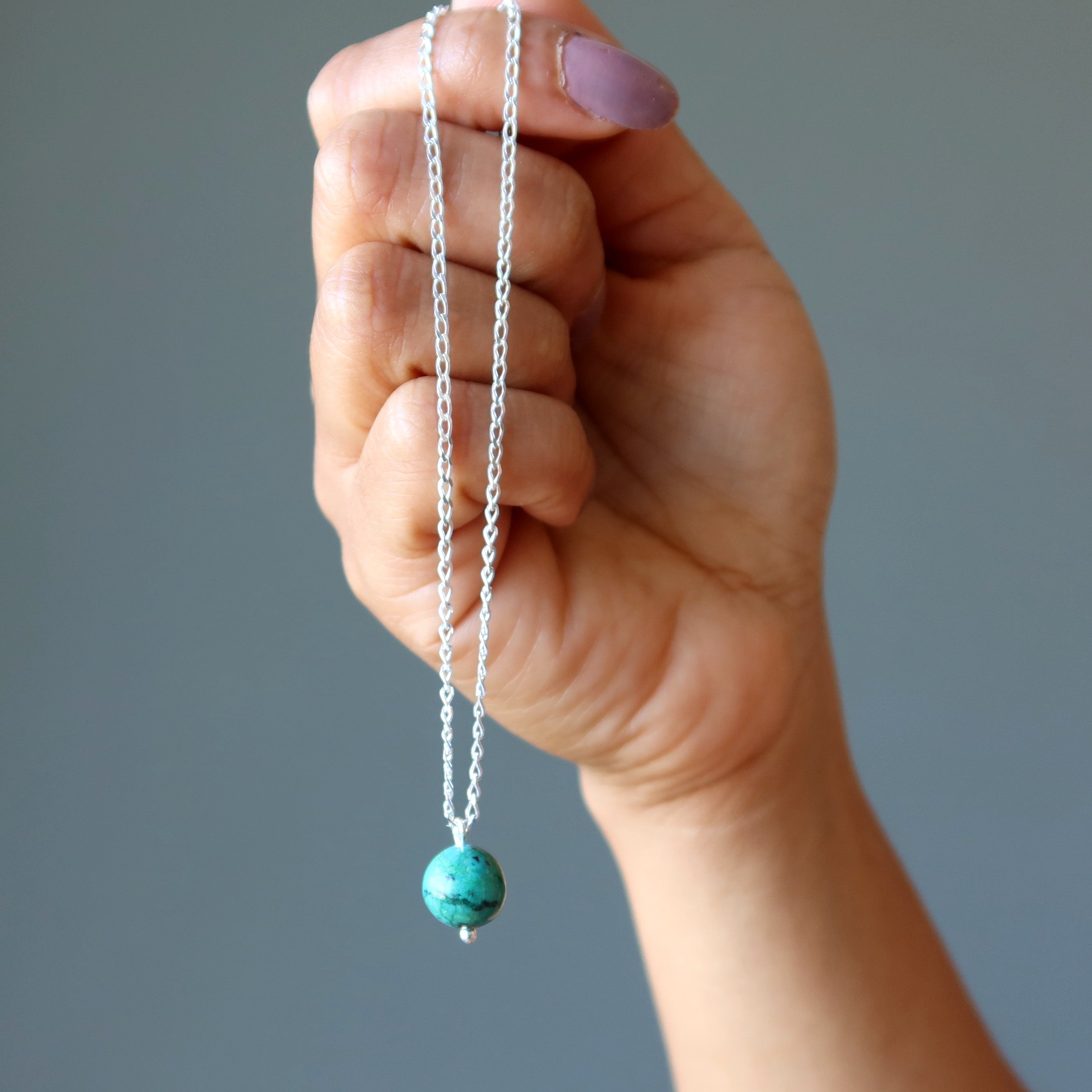 Chrysokollkette Geliebtes Blau Sterlingsilber