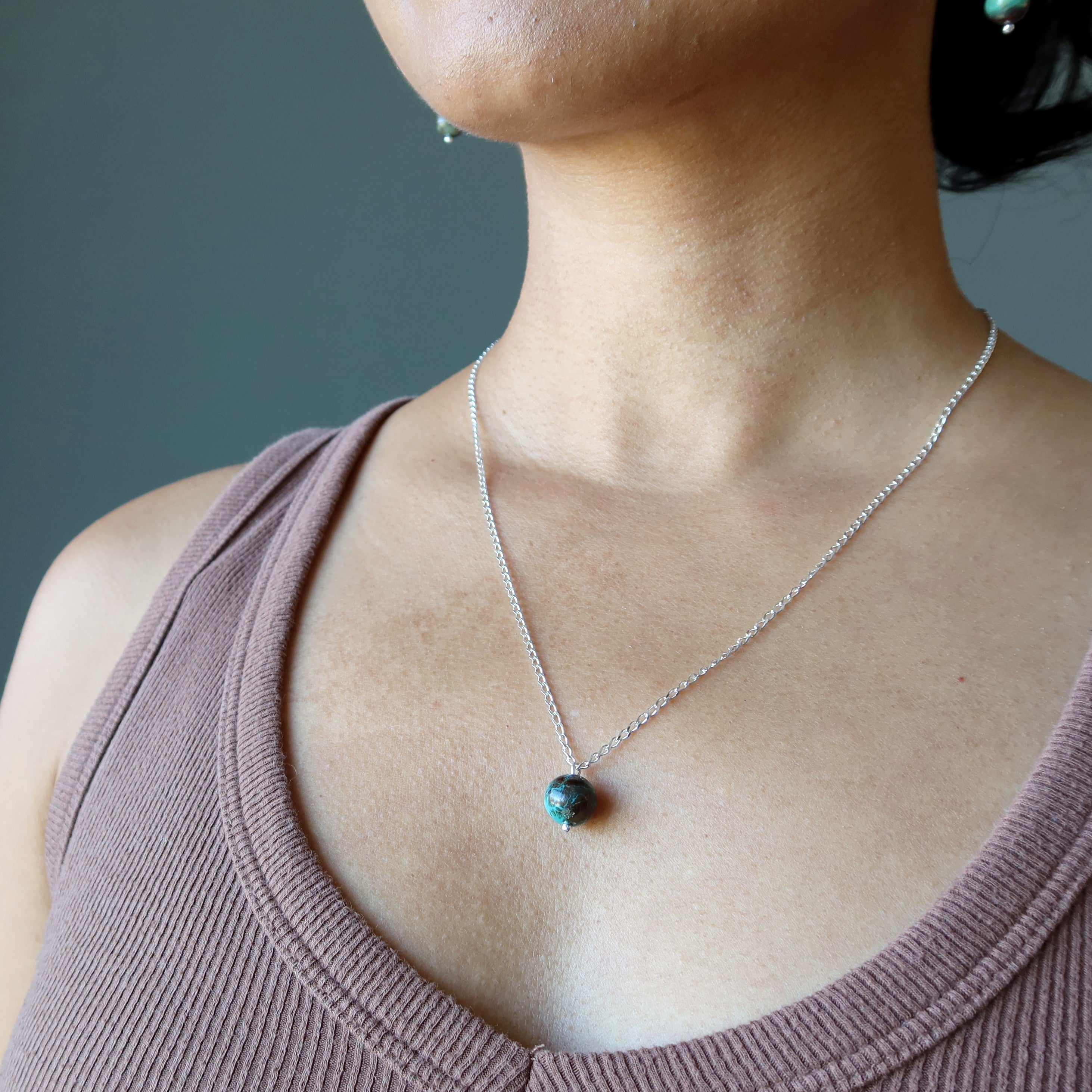 Chrysokollkette Geliebtes Blau Sterlingsilber