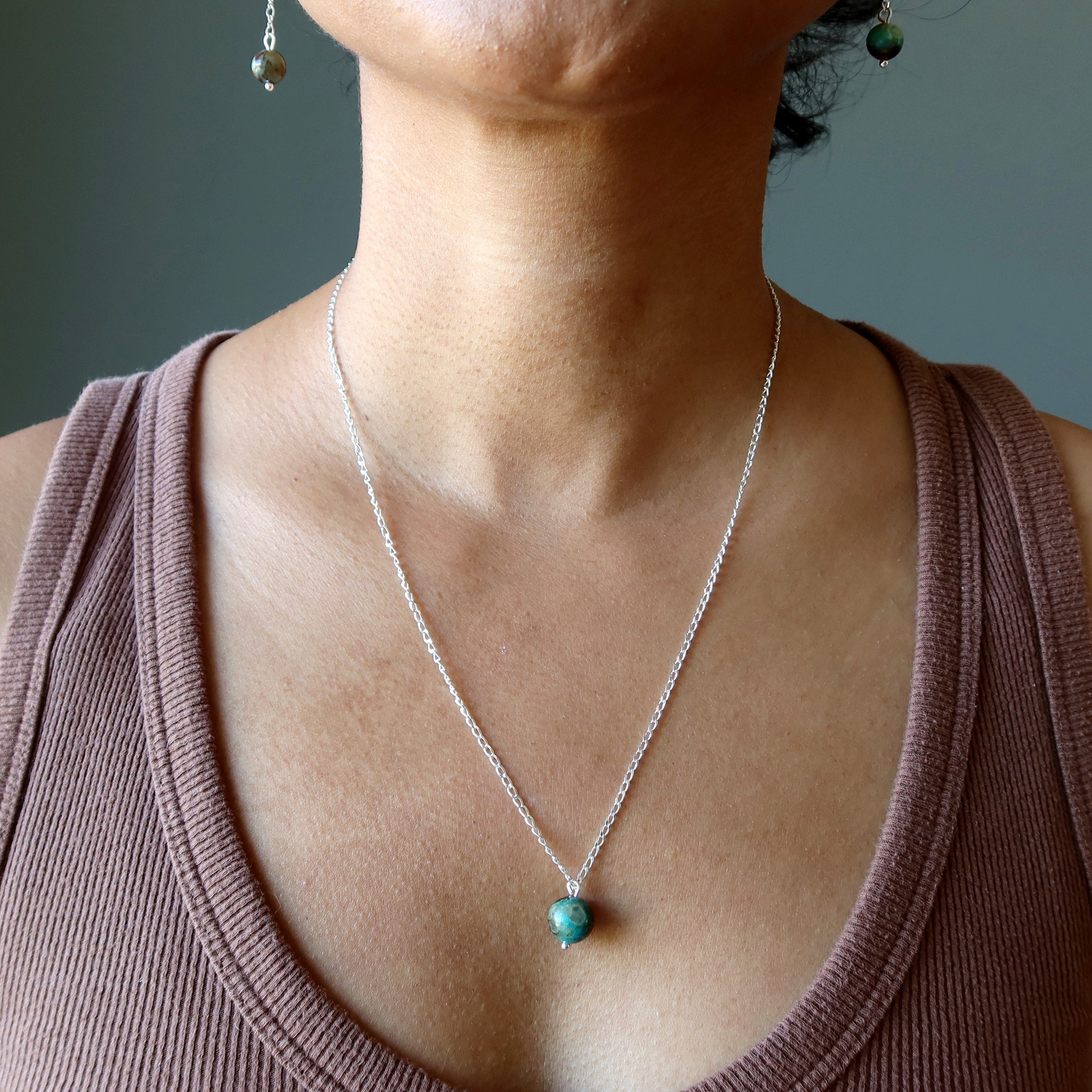 Chrysokollkette Geliebtes Blau Sterlingsilber