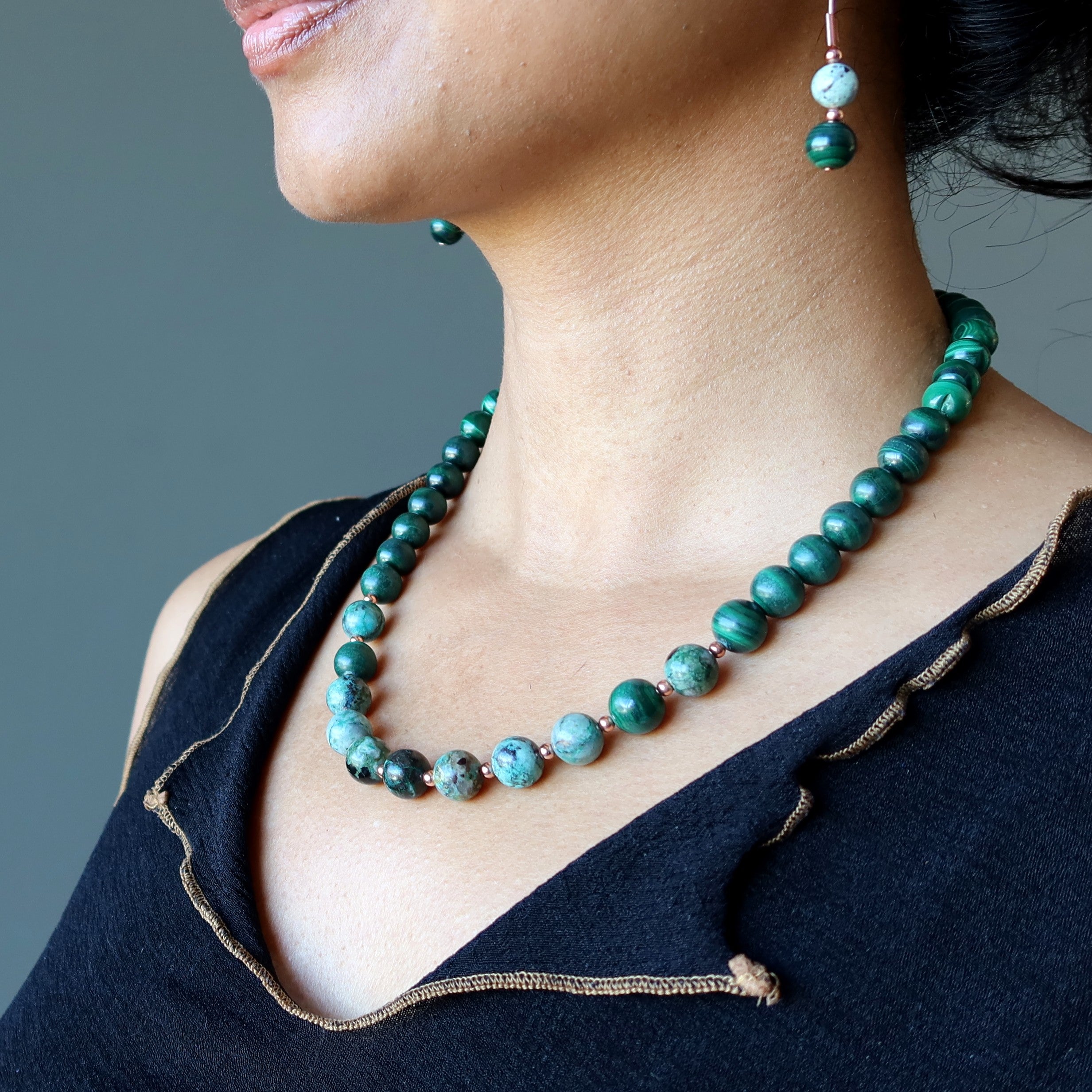 Chrysocolla Necklace Goddess Malachite Copper
