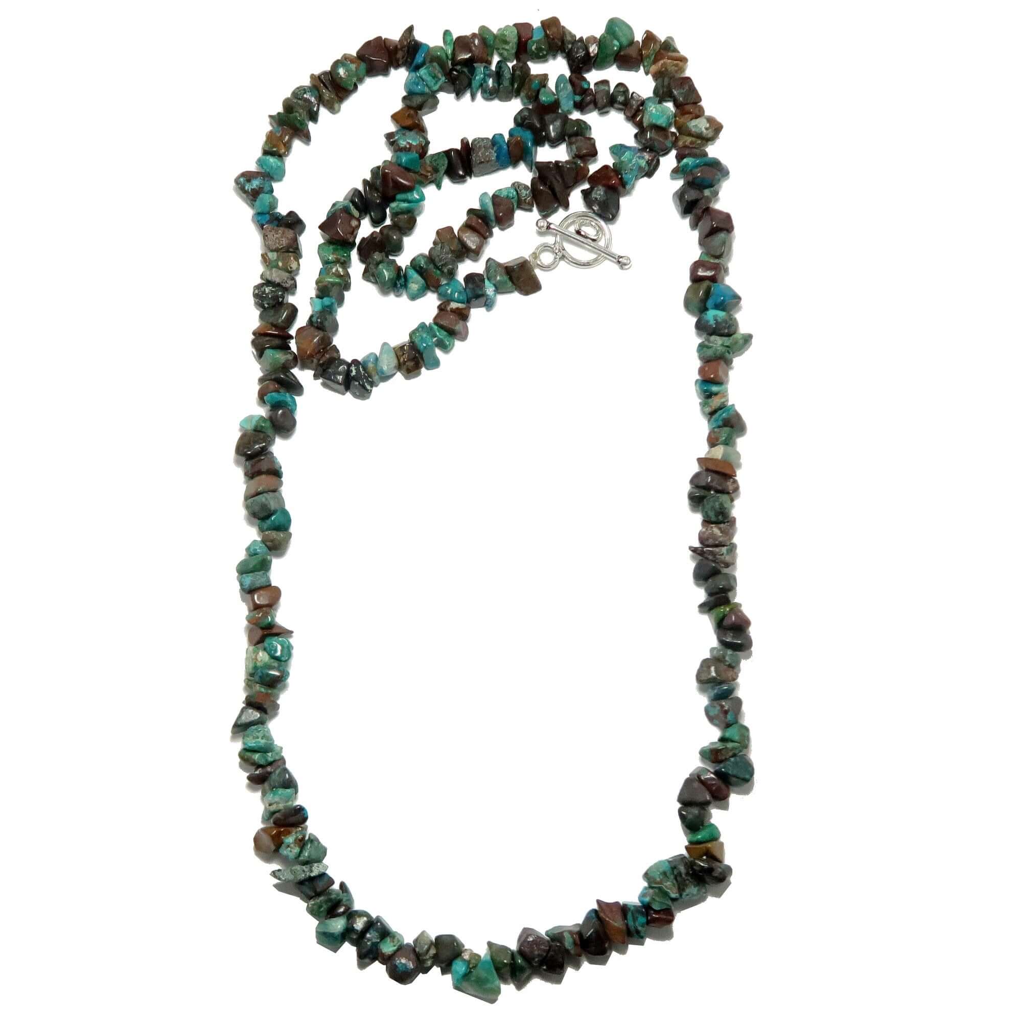 Chrysocolla Necklace Red Cuprite Gemstone Beads Bustling Blue