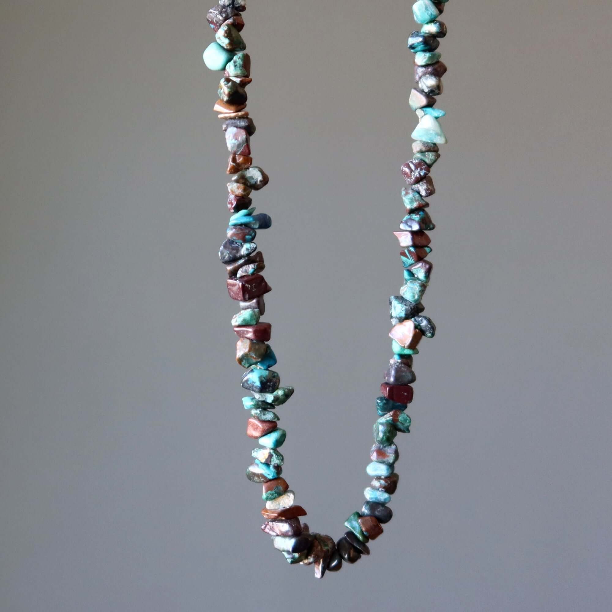Chrysocolla Necklace Red Cuprite Gemstone Beads Bustling Blue