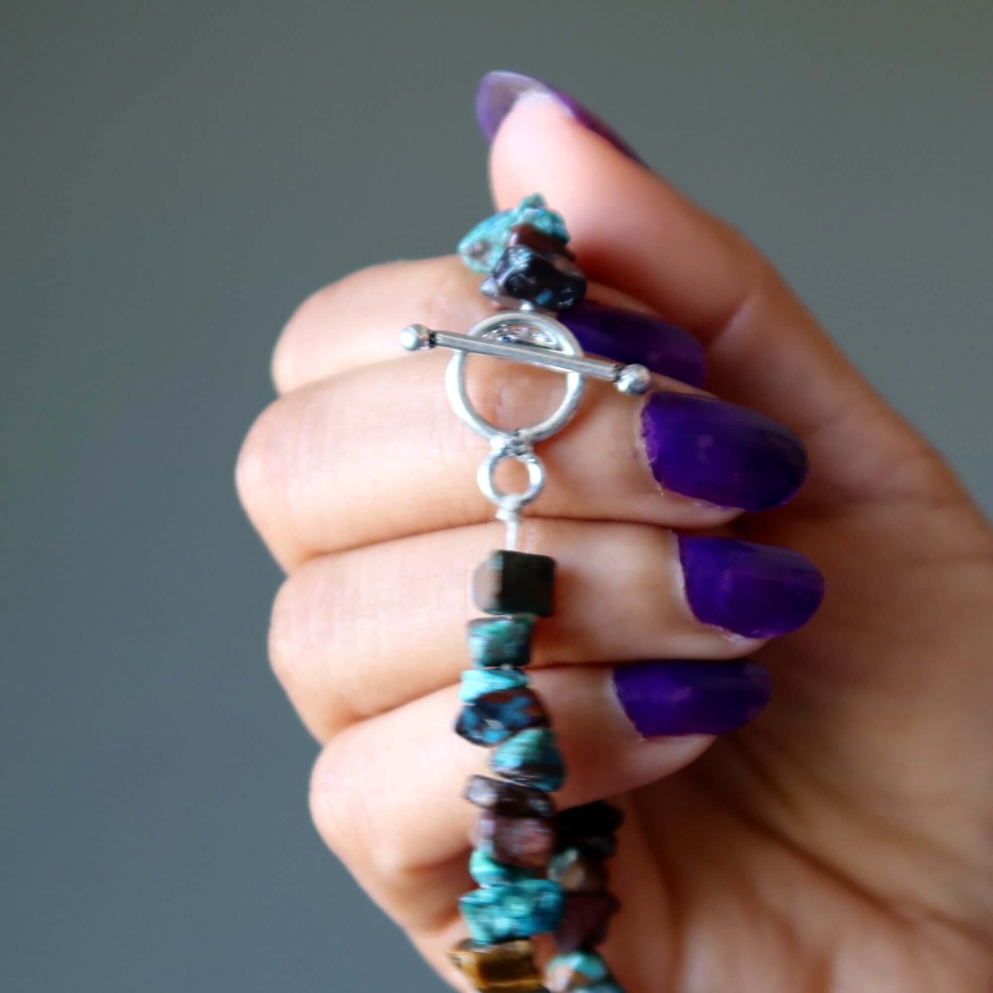 Chrysocolla Necklace Red Cuprite Gemstone Beads Bustling Blue
