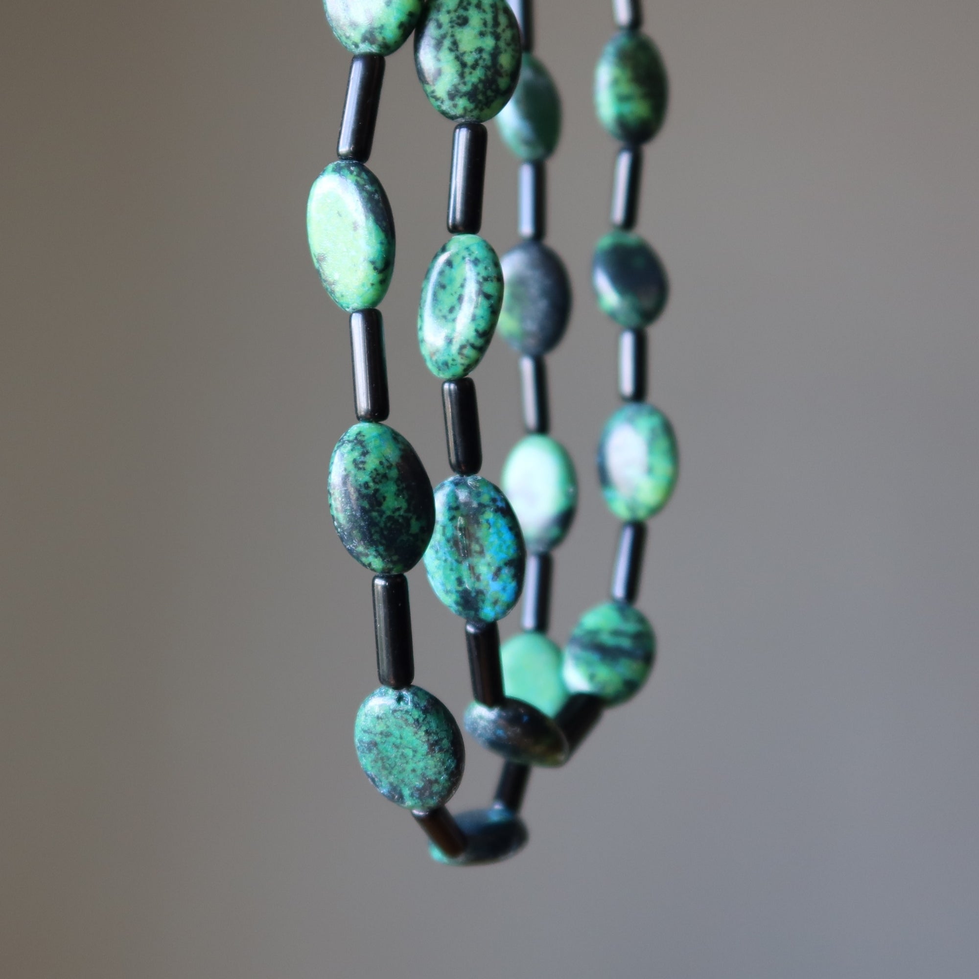 Chrysocolla Necklace Bold Soul Double Layer Black Obsidian