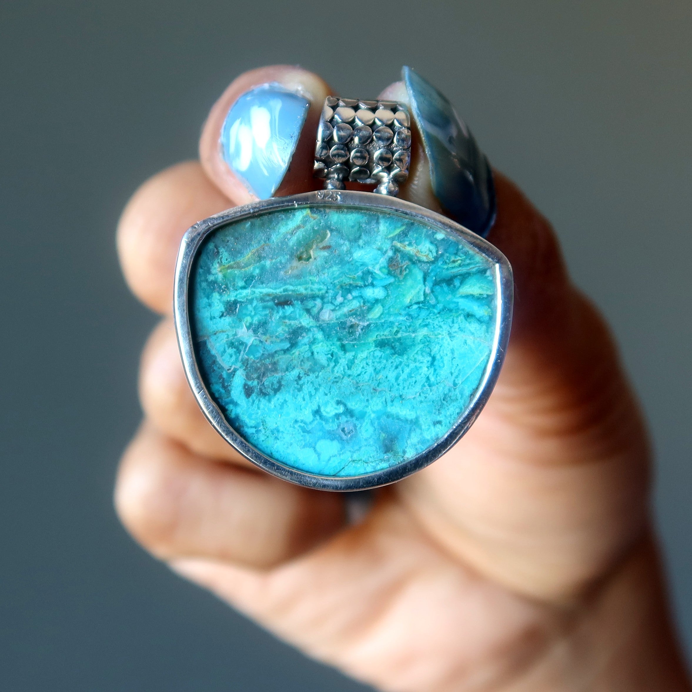 Chrysocolla Pendant Jungle Love Gem Sterling Silver