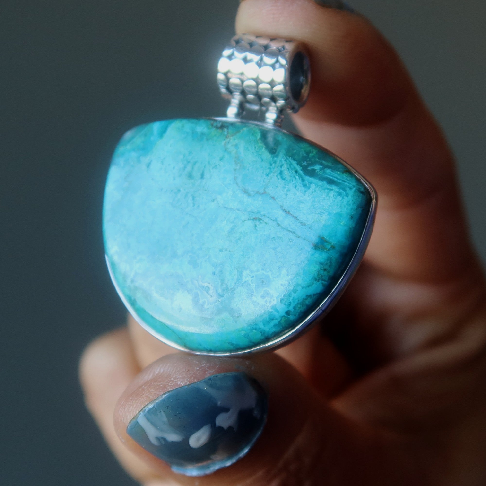 Chrysocolla Pendant Jungle Love Gem Sterling Silver