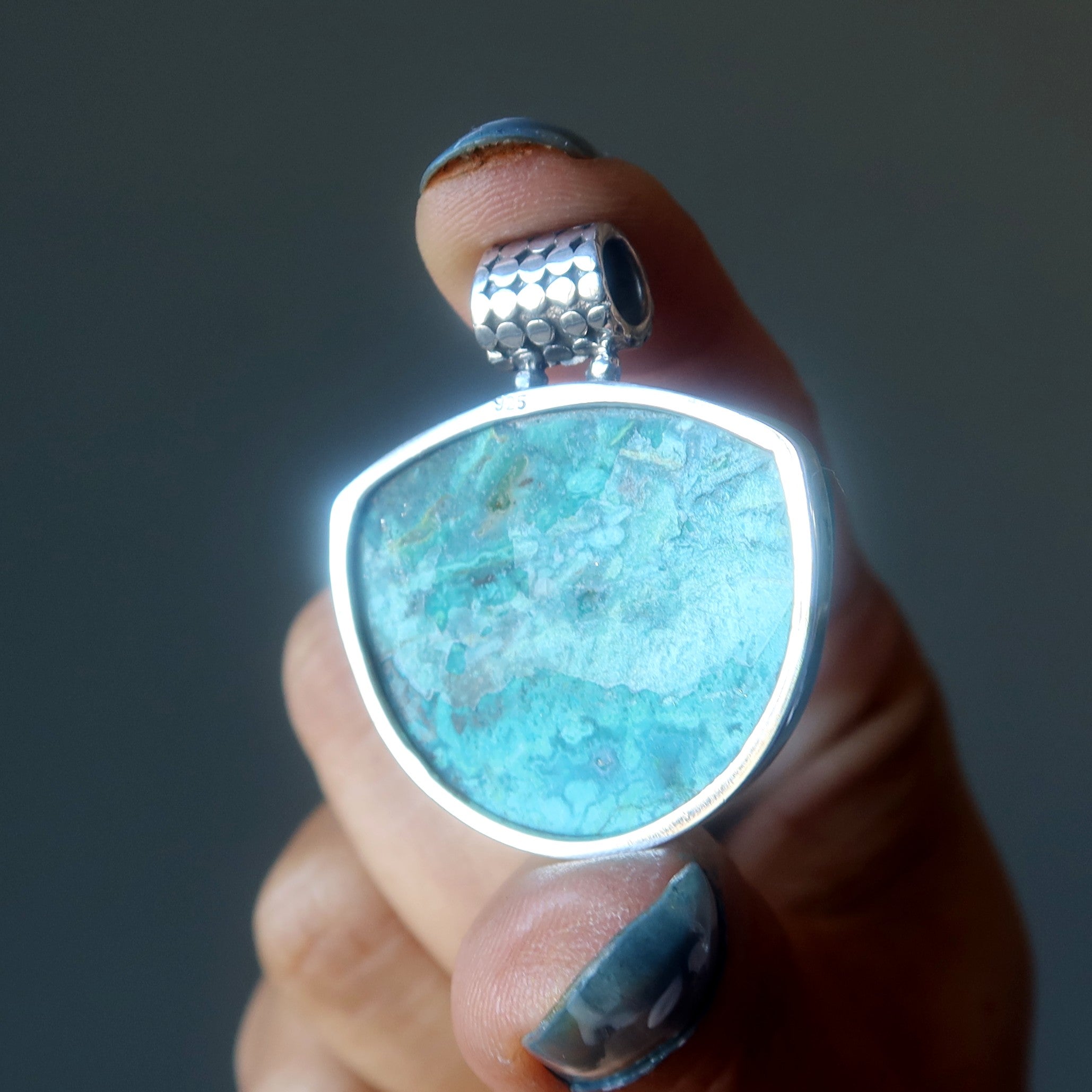 Chrysocolla Pendant Jungle Love Gem Sterling Silver