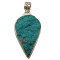 Pendentif chrysocolle, pierre précieuse bleue, argent sterling