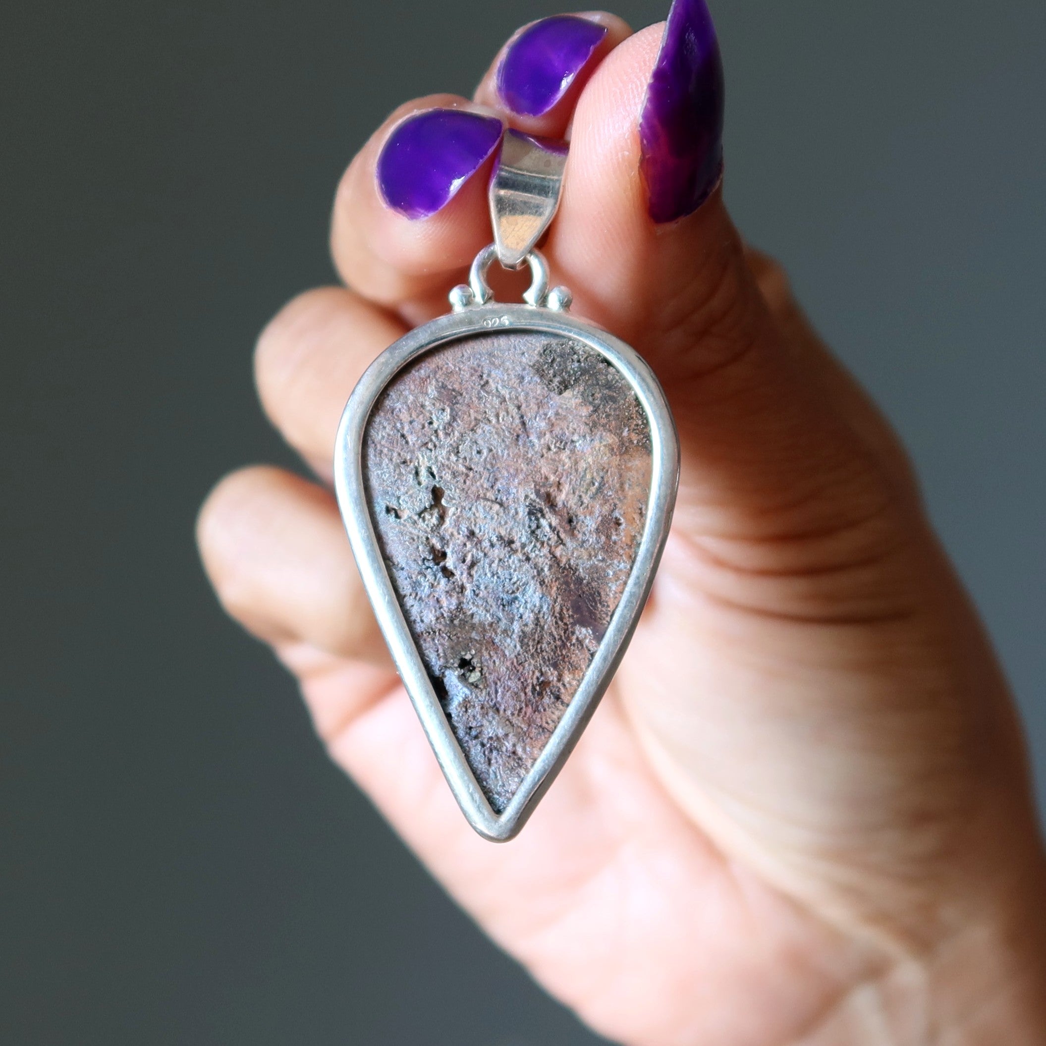 Pendentif chrysocolle, pierre précieuse bleue, argent sterling