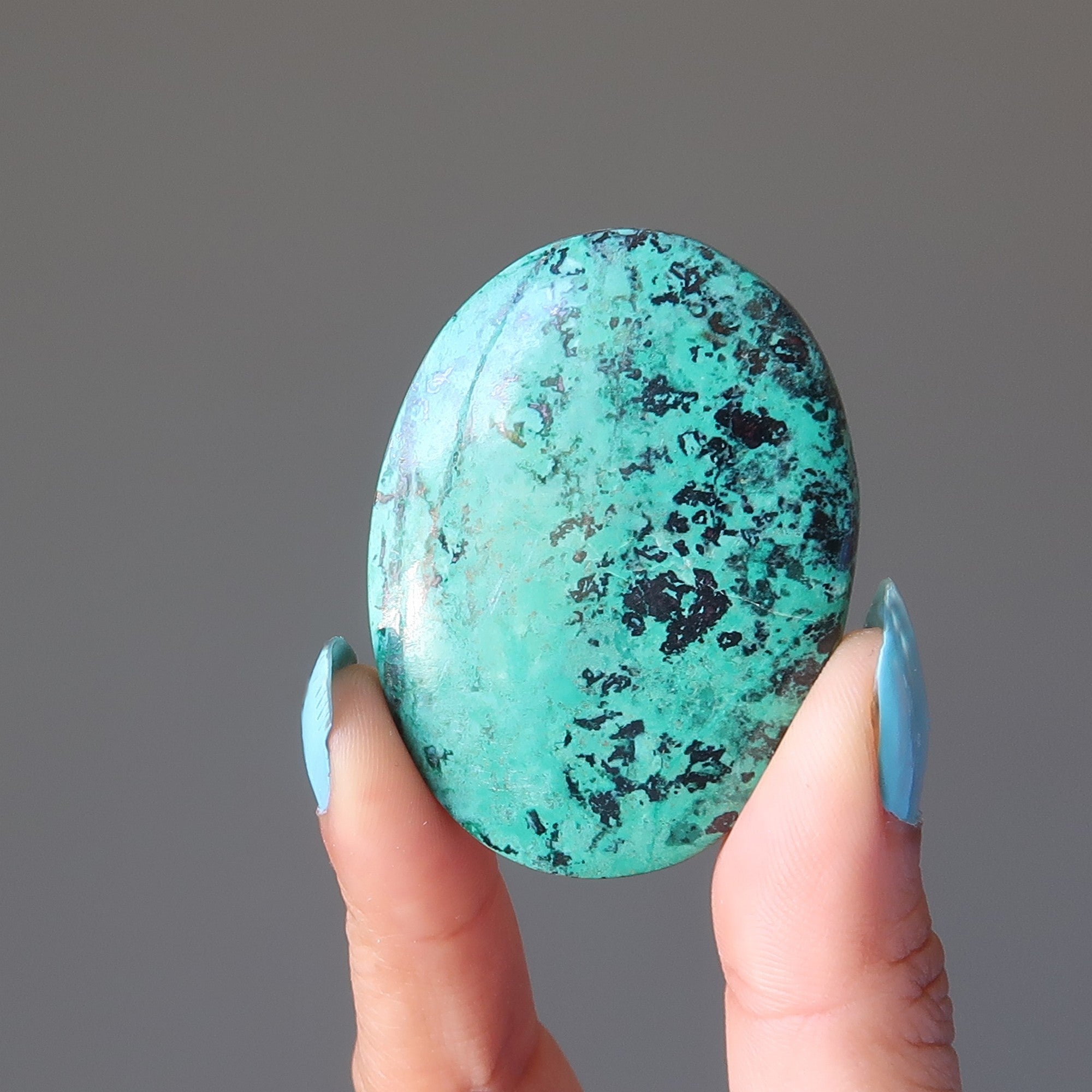 Chrysocolla Grid Crystal Song of Sonora Oval