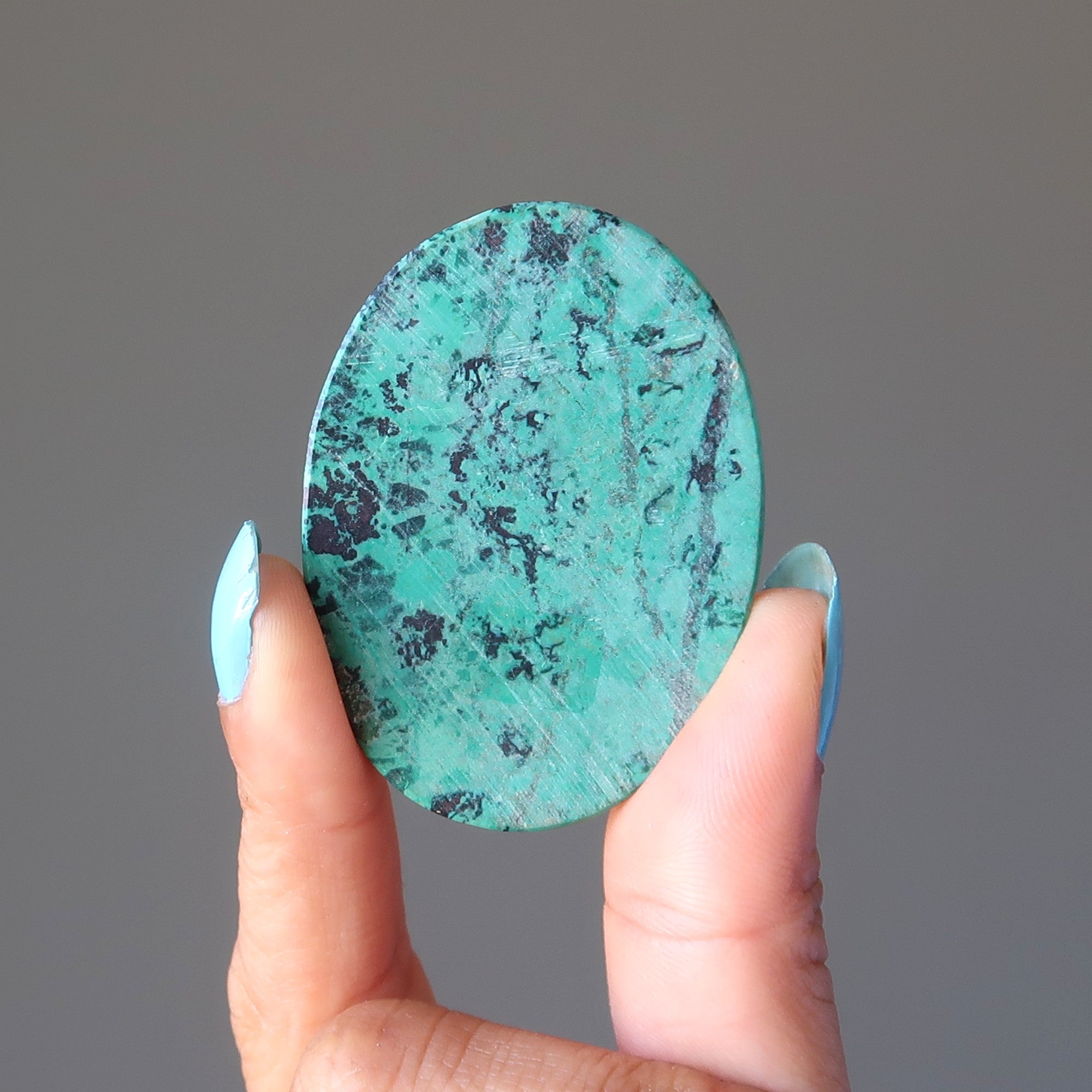 Chrysocolla Grid Crystal Song of Sonora Oval