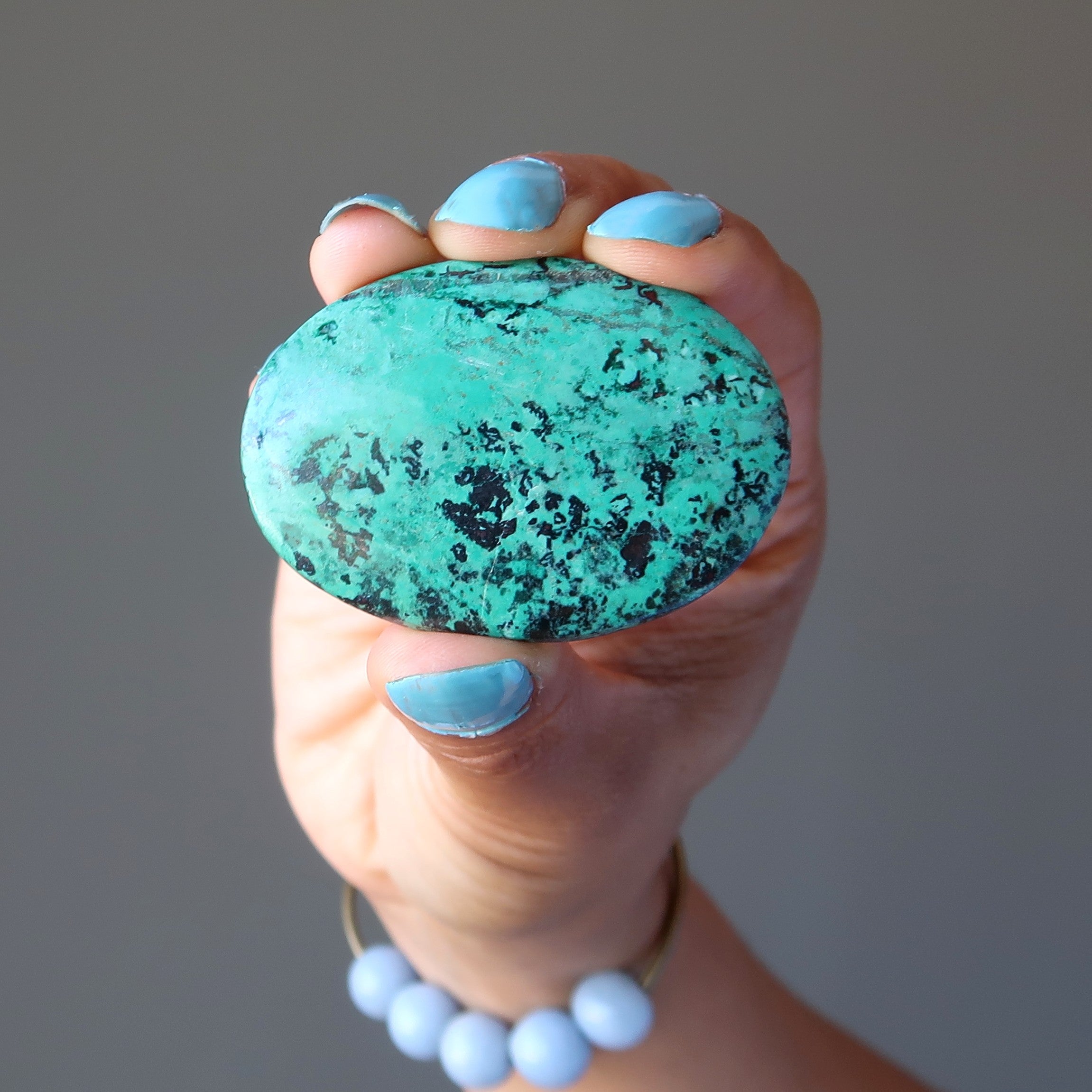Chrysocolla Grid Crystal Song of Sonora Oval