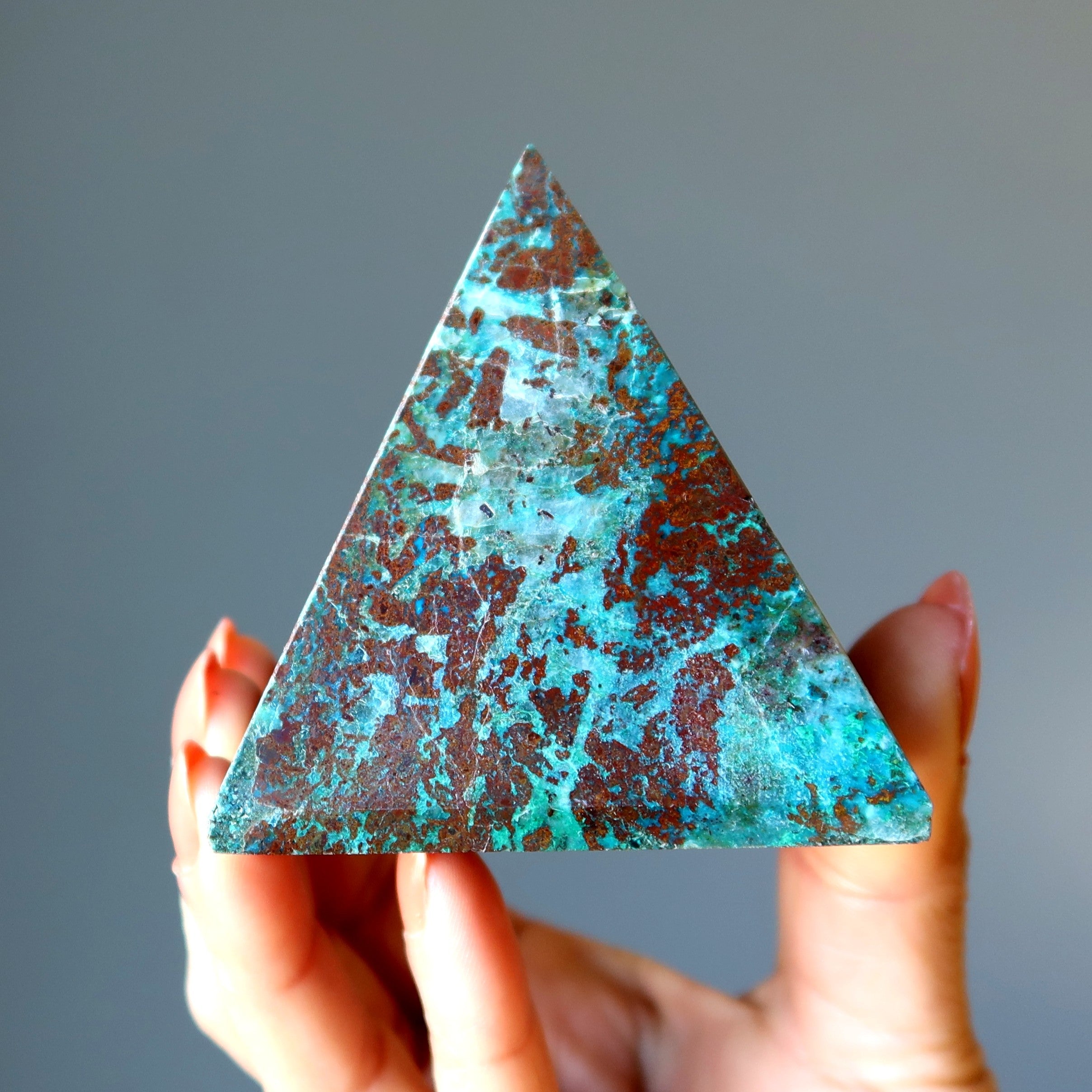 Pyramide Chrysocolle Amour Coloré Bleu Vert Rouge Cuprite Cristal