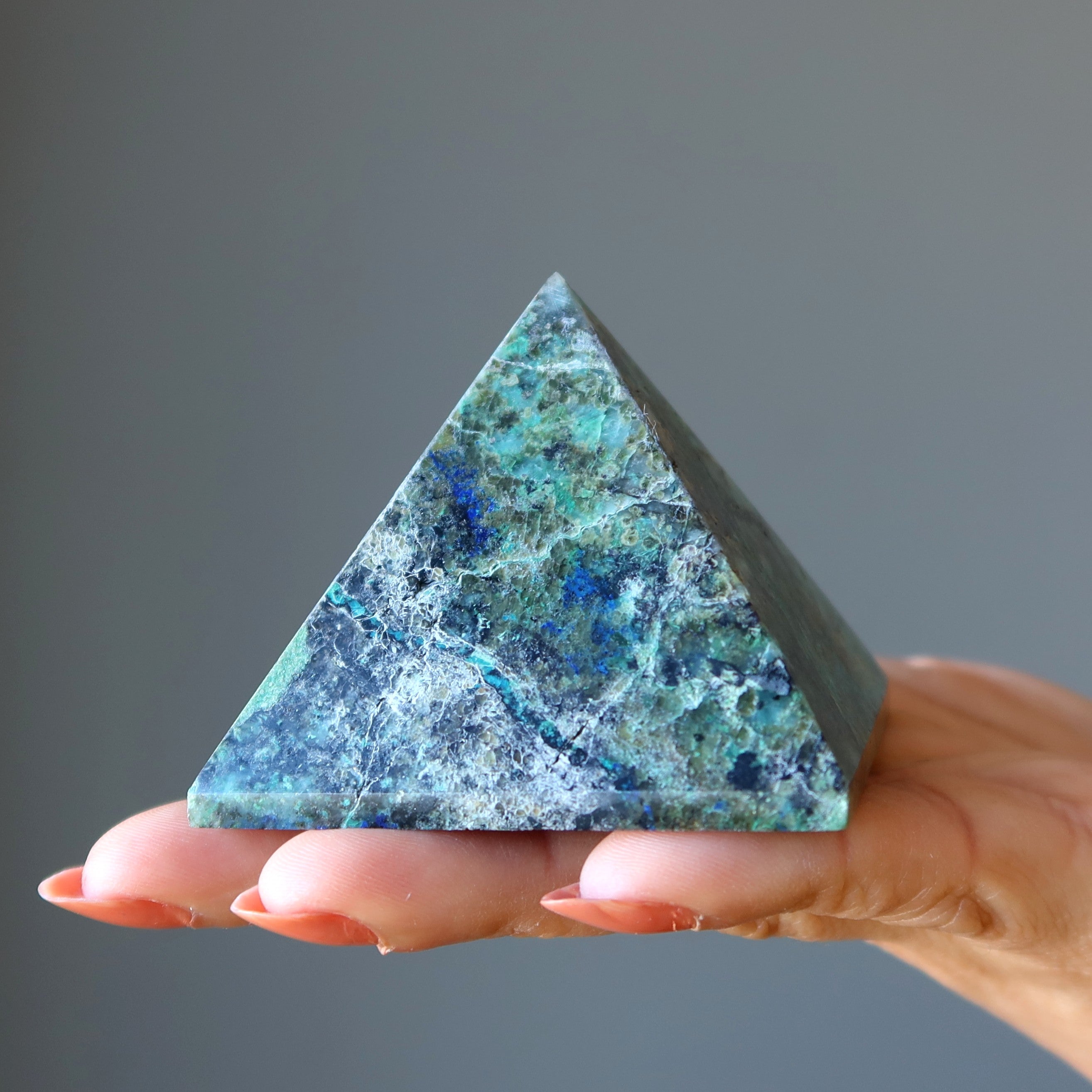 Chrysocolla Pyramid Secrets of Earth and Spirit Blue Green Stone