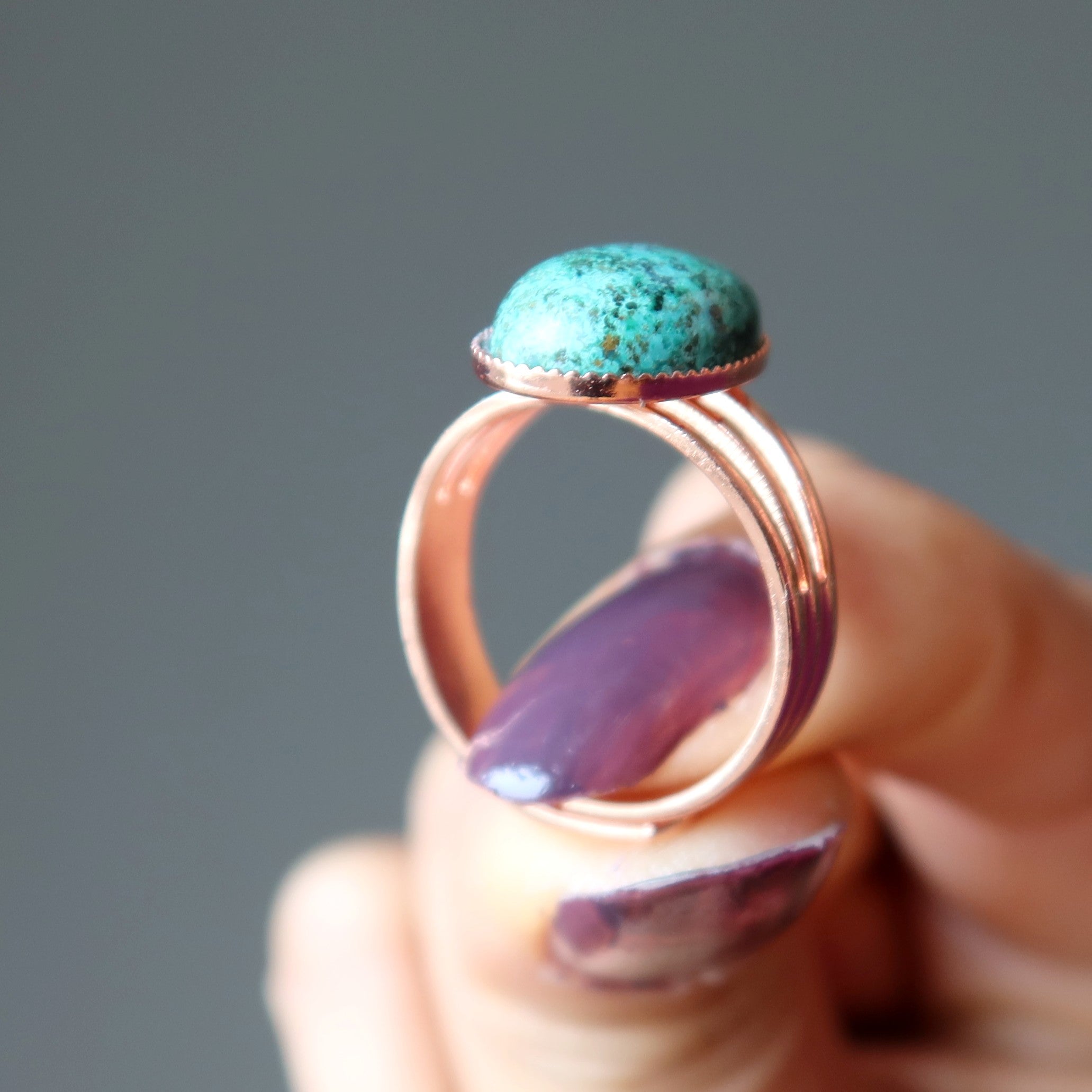 Chrysocolla Ring Sassy Gemstone Copper Adjustable