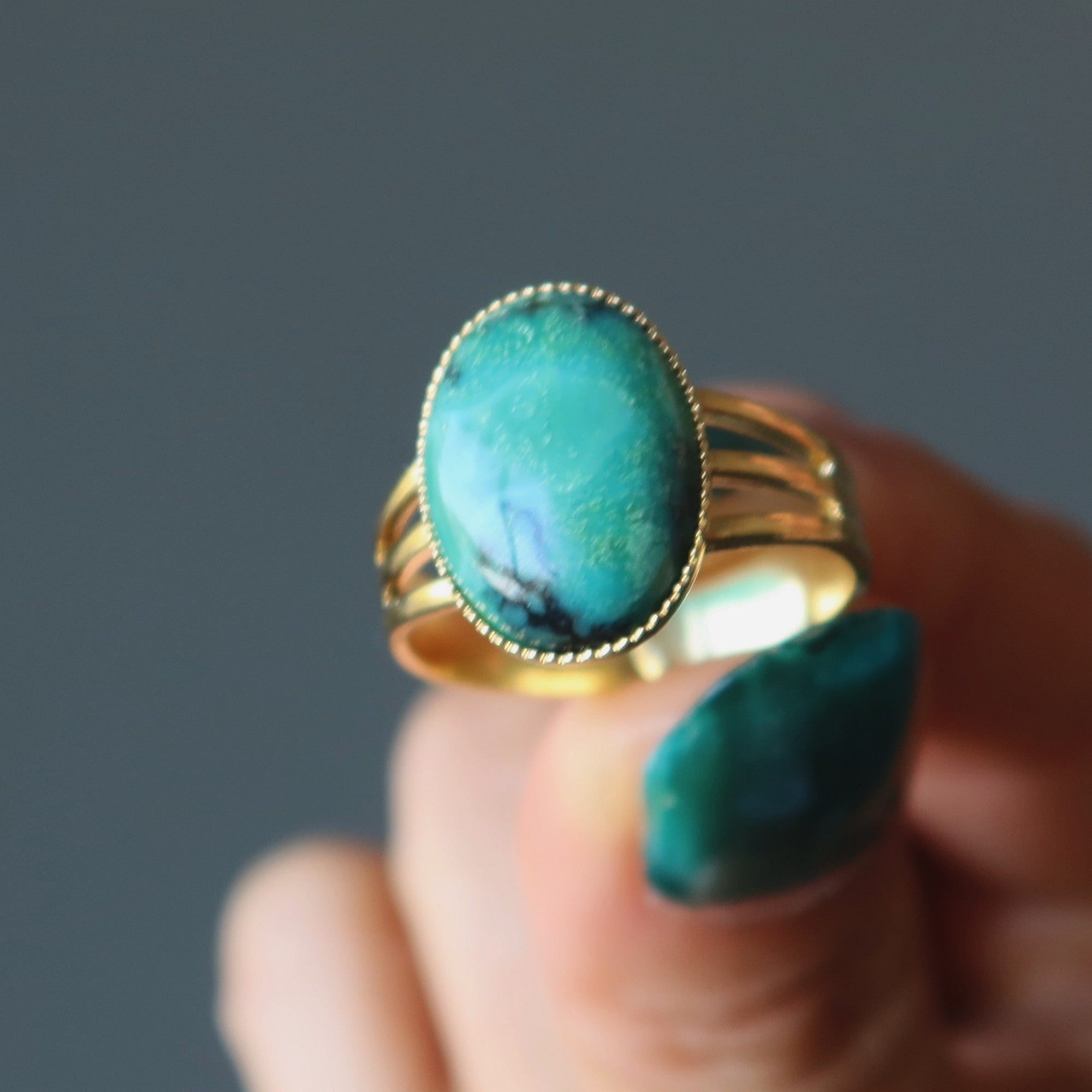 Bague Chrysocolle Bijou de Junon Or Ajustable