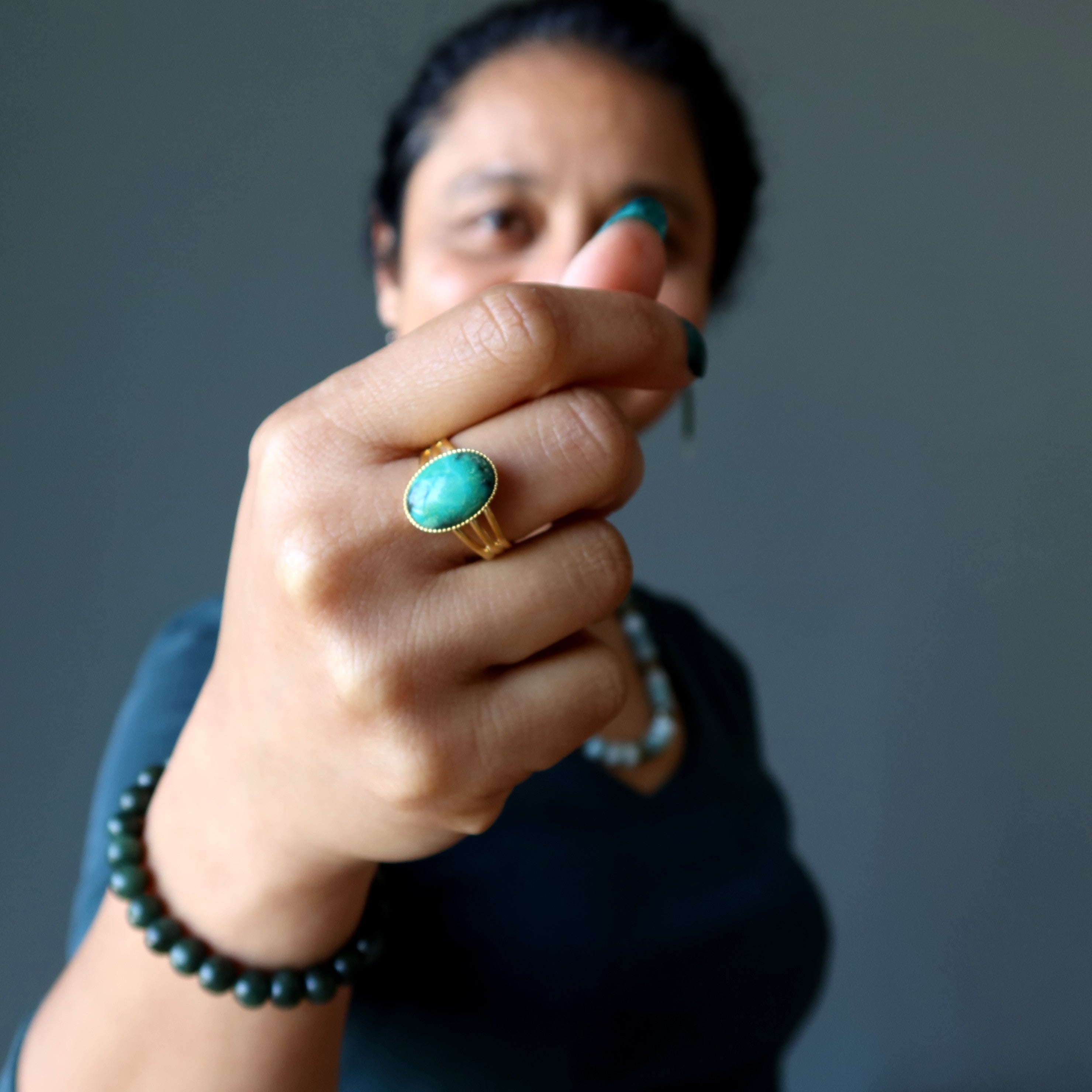 Bague Chrysocolle Bijou de Junon Or Ajustable