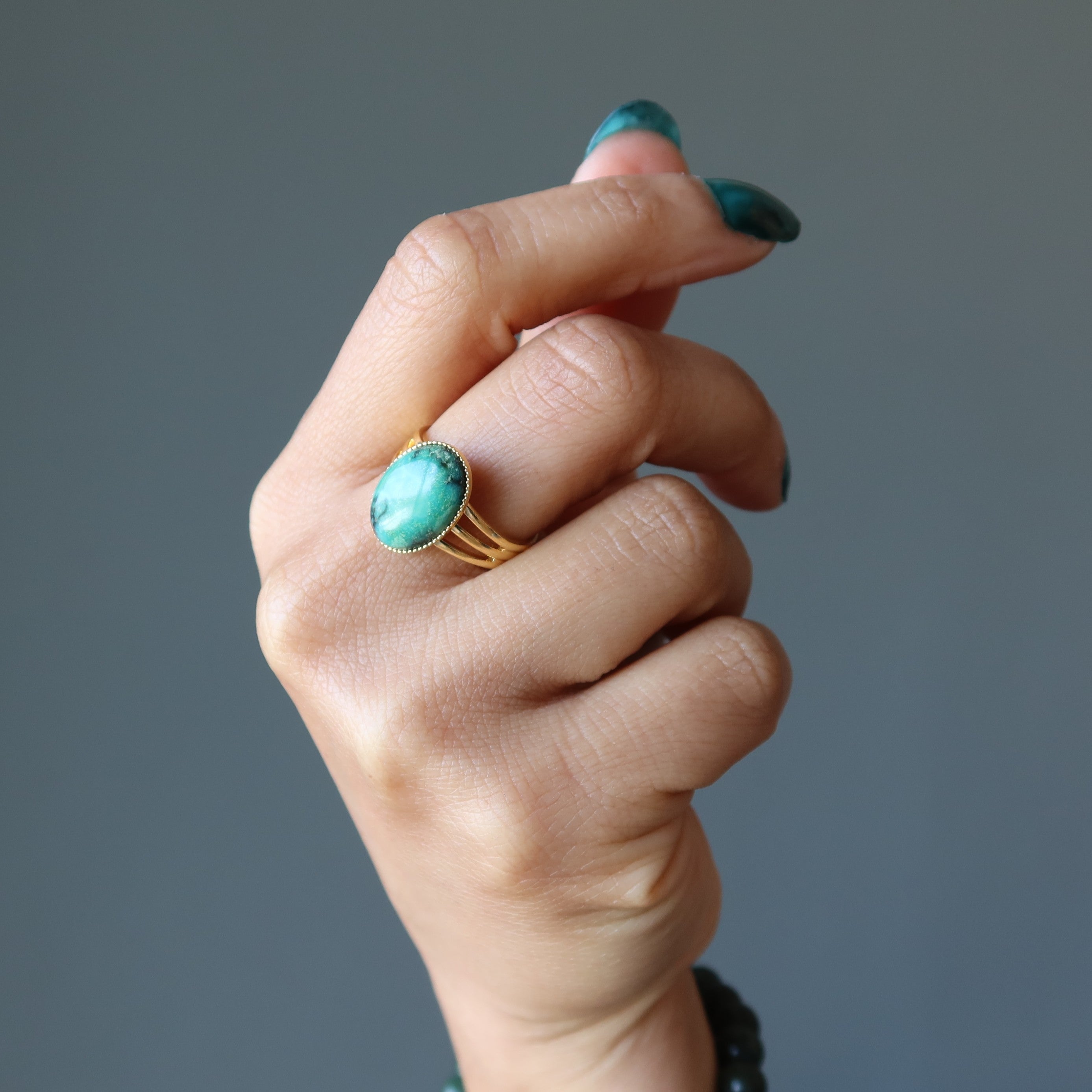 Bague Chrysocolle Bijou de Junon Or Ajustable